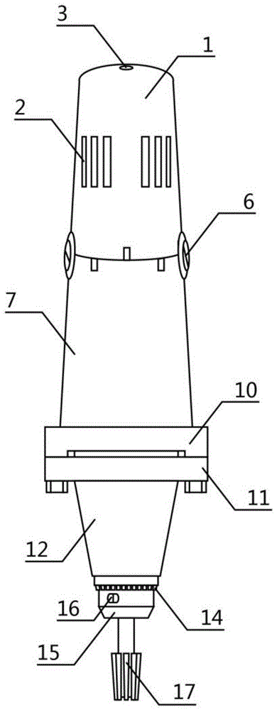 Reduction gear milling head with cooling holes