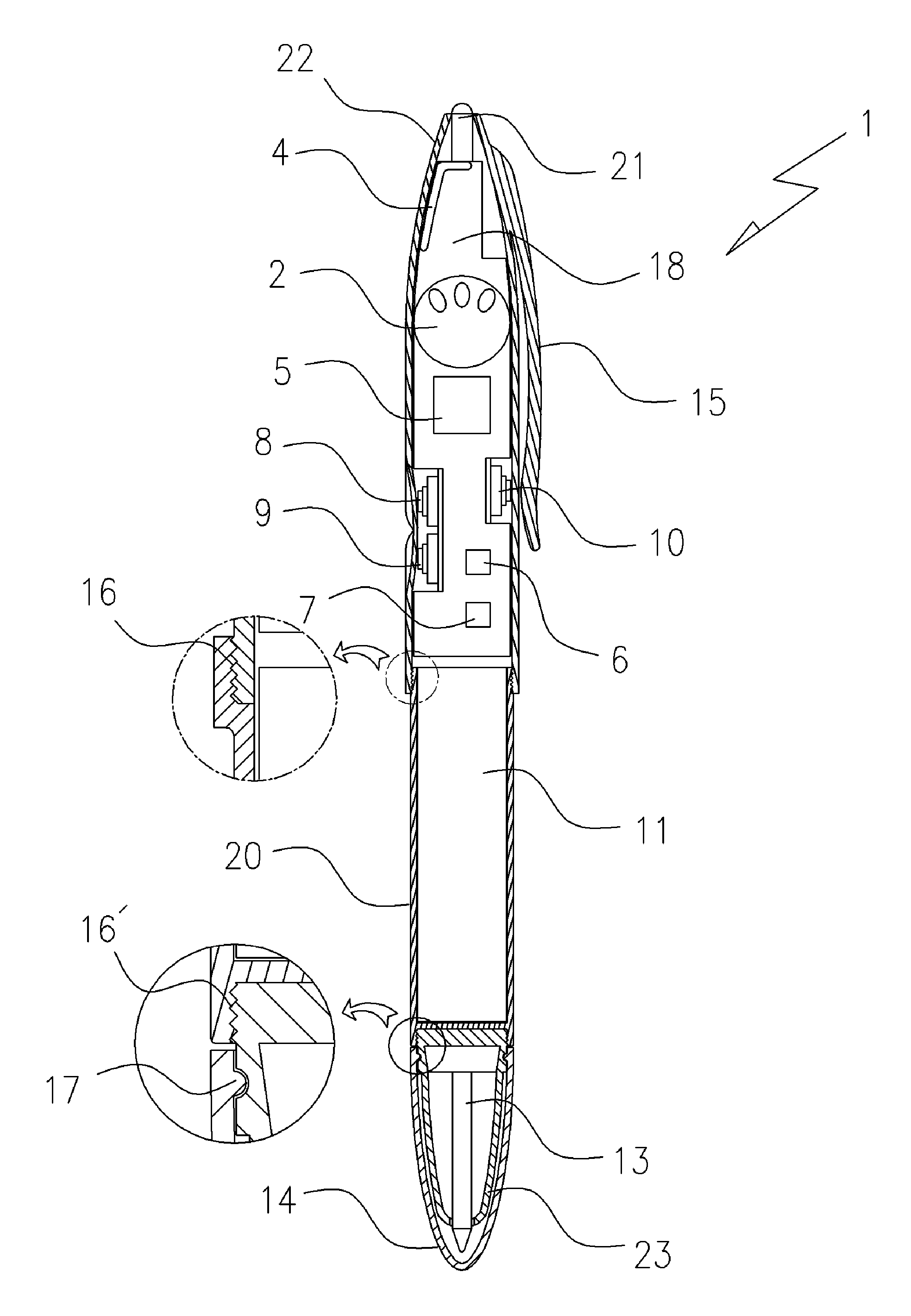 Pen-type wireless transceiver for mobile communication terminal using bluetooth