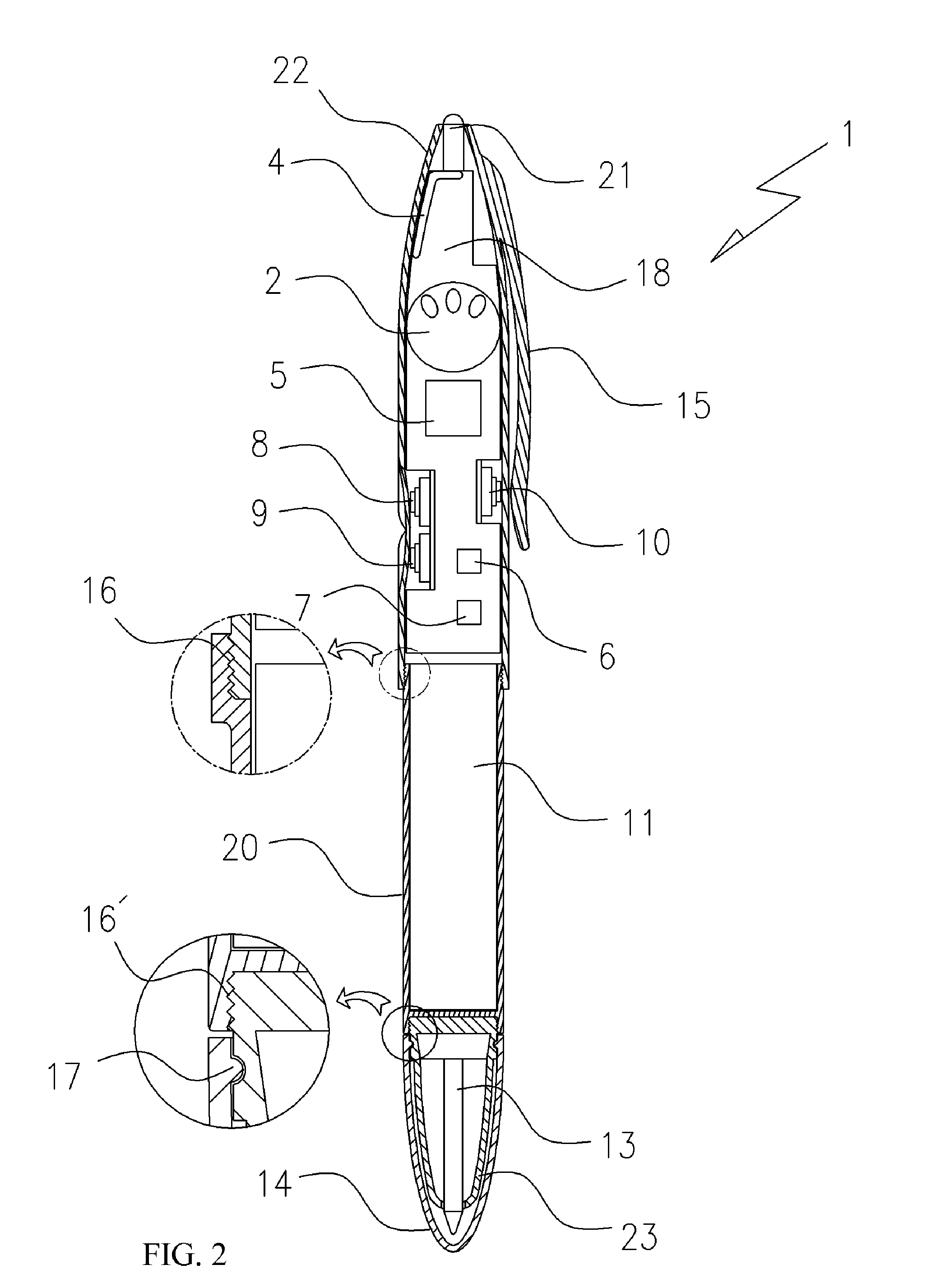 Pen-type wireless transceiver for mobile communication terminal using bluetooth