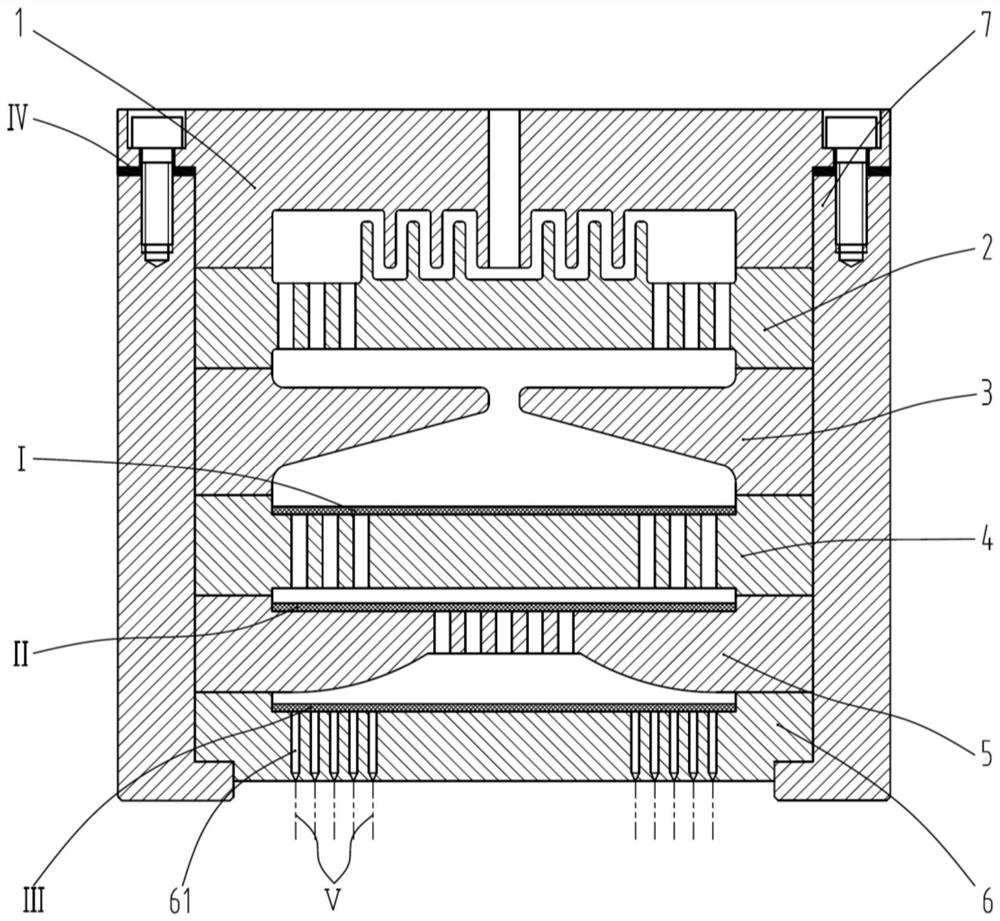 Multi-channel equal pressure mixed spinning pack for preparing mesophase pitch-based carbon fibers