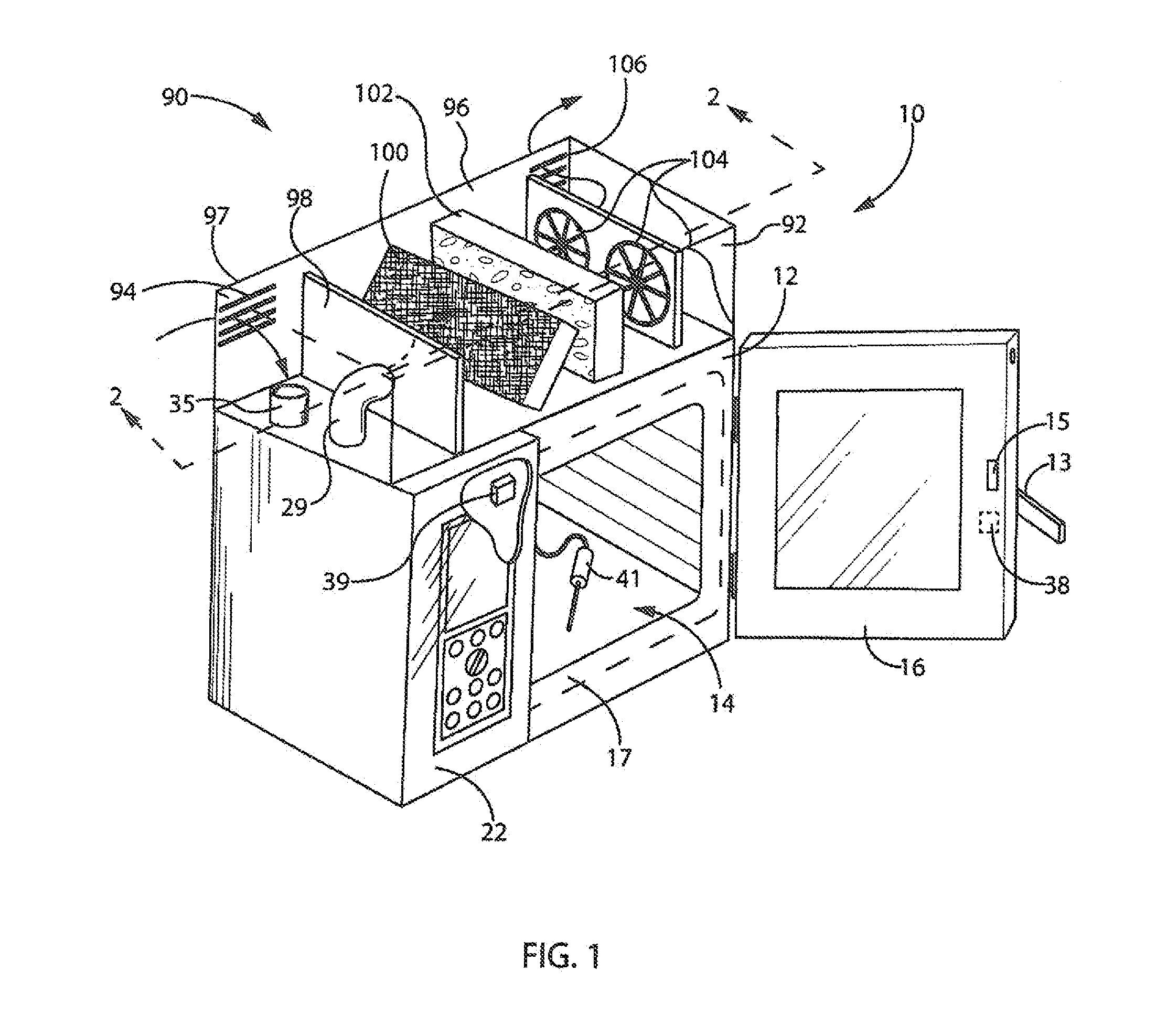 Ventless oven hood for combination oven providing rapid access