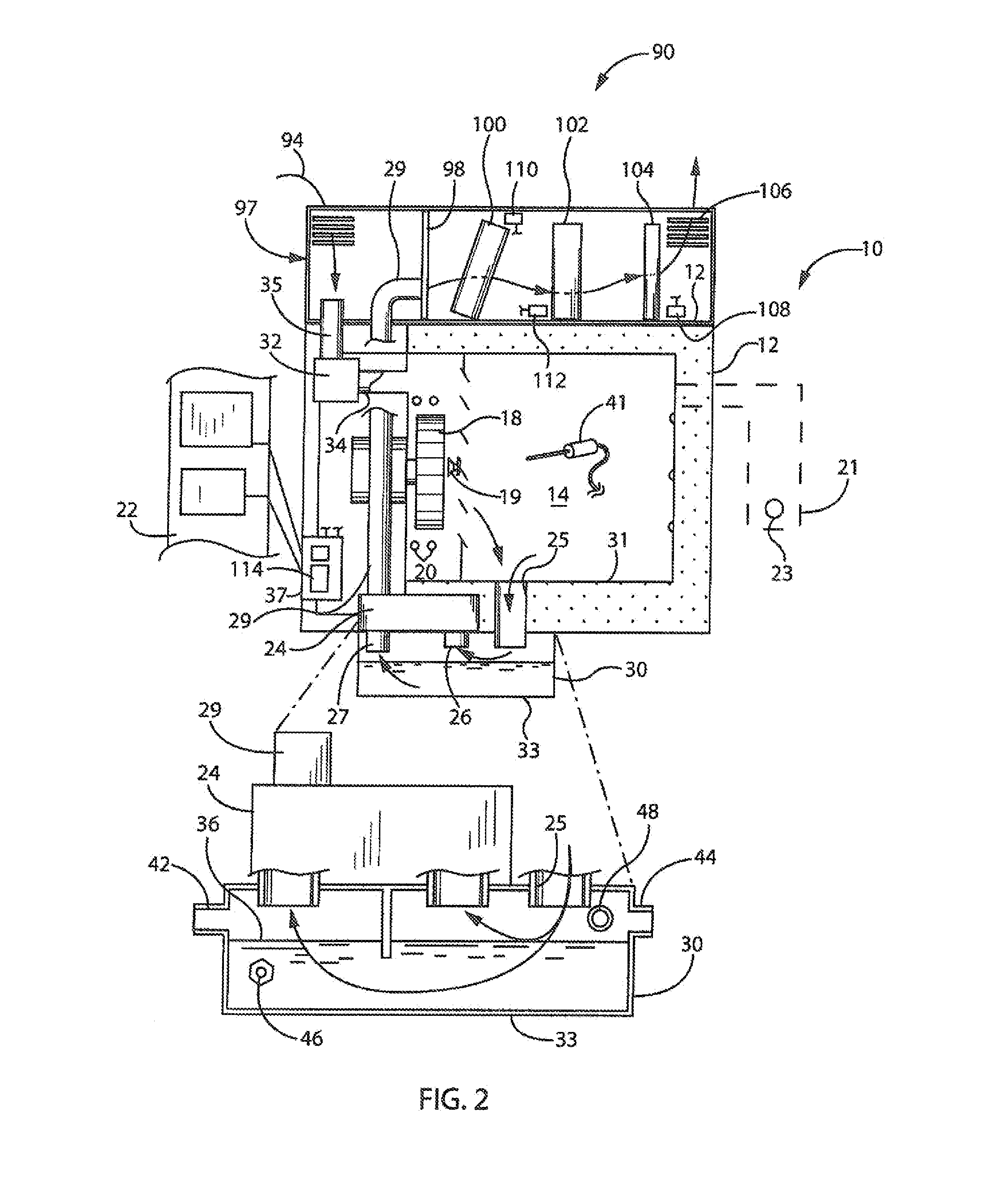 Ventless oven hood for combination oven providing rapid access