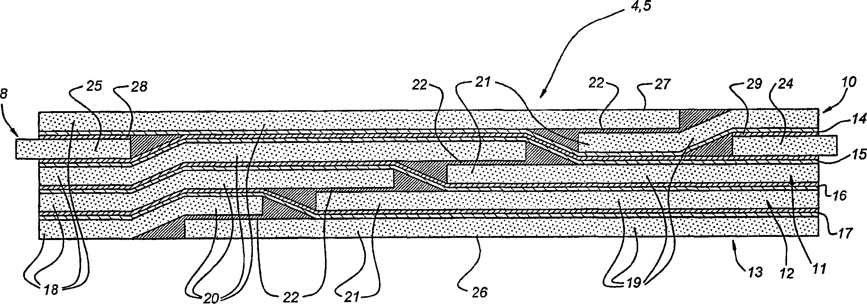 Laminate with fill layer