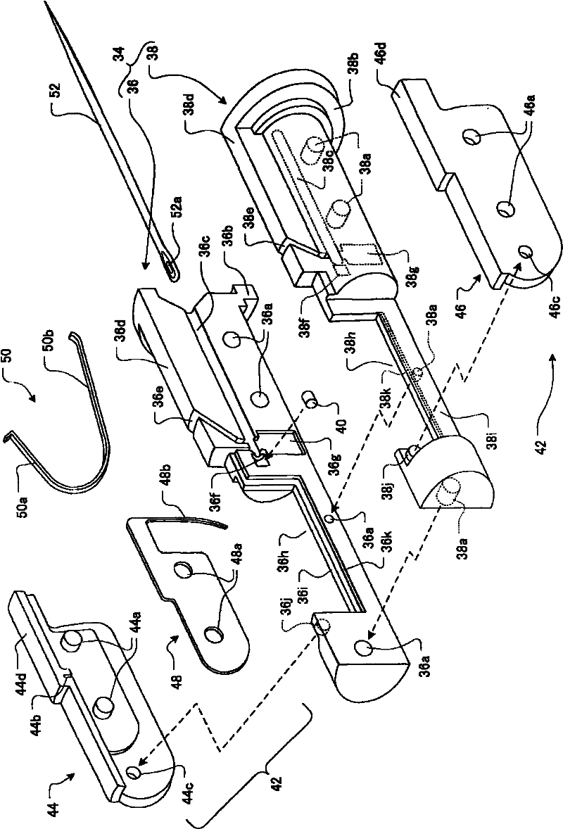 Needle thread passing device