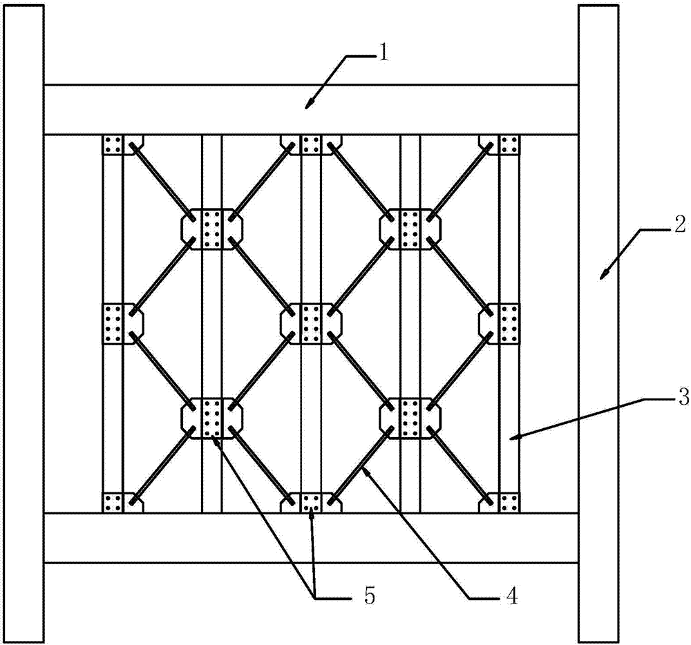 Concrete filled steel tube row column shear wall with structural steel support and manufacturing method thereof