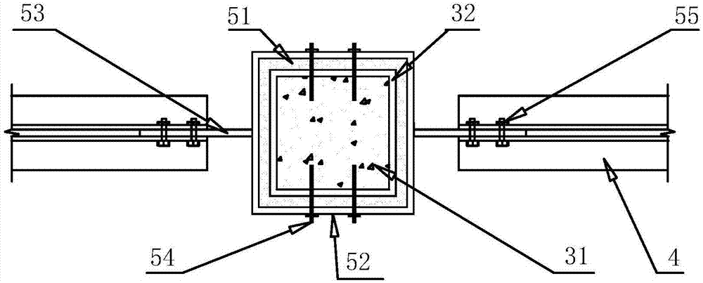 Concrete filled steel tube row column shear wall with structural steel support and manufacturing method thereof