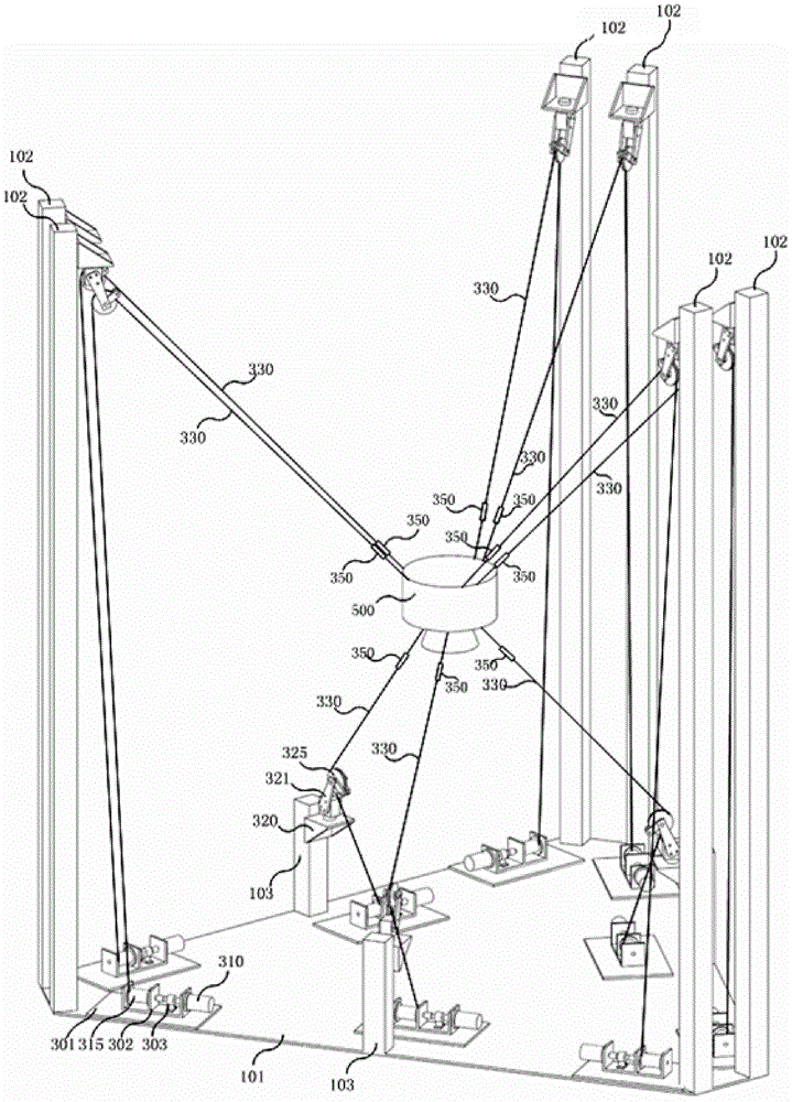 Nine-rope driving robot device for simulating zero gravity and low gravity