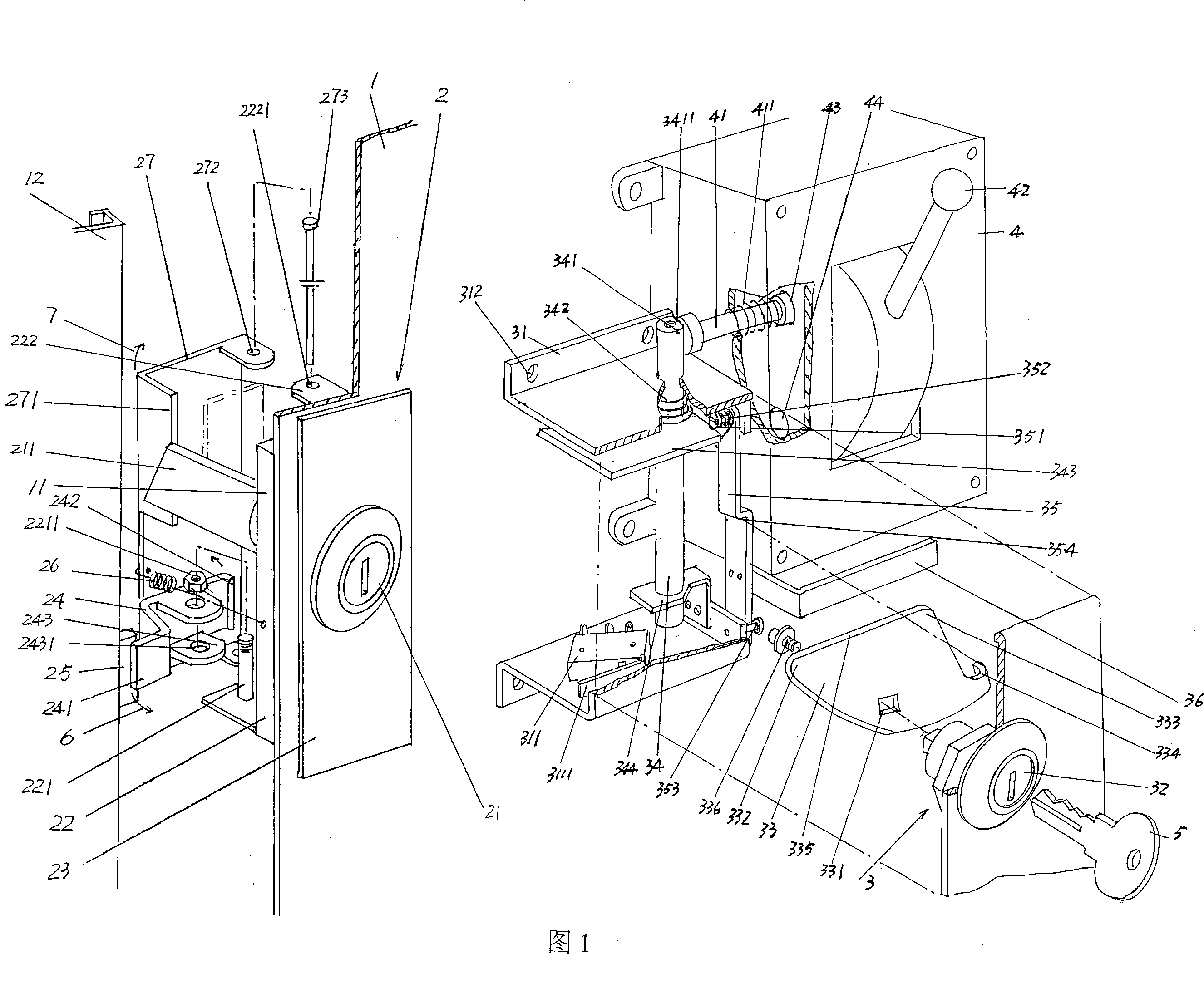 Mechanical interlock mechanism of high-voltage segregate switch with vacuum contactor and high-pressure chamber cabinet door