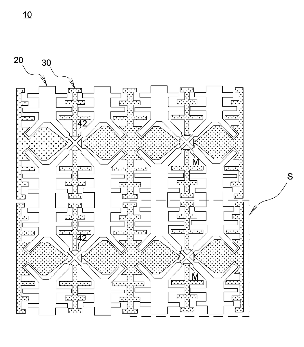 Touch-sensing electrode structure and touch-sensitive device