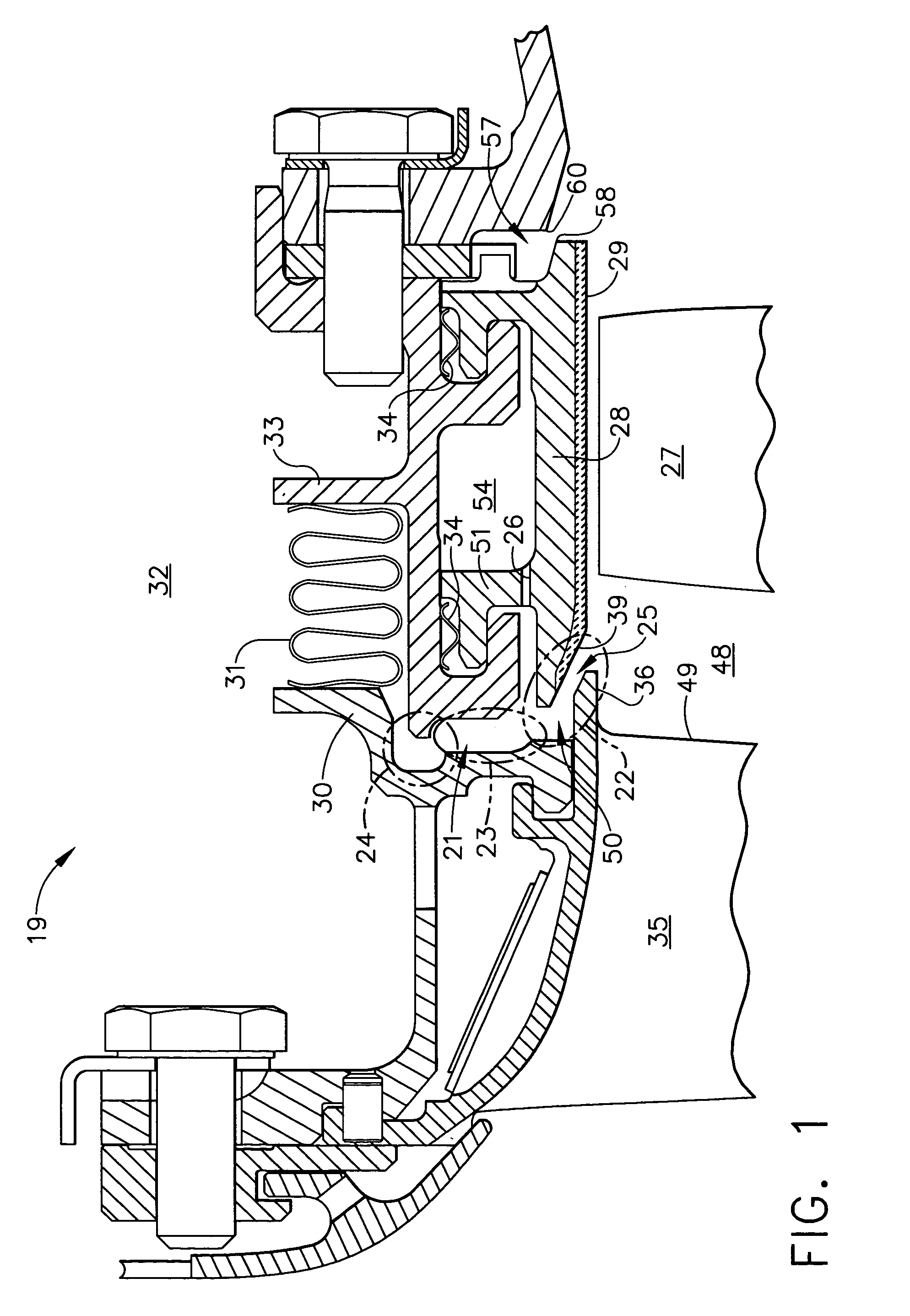 Gas turbine cooled shroud assembly with hot gas ingestion suppression