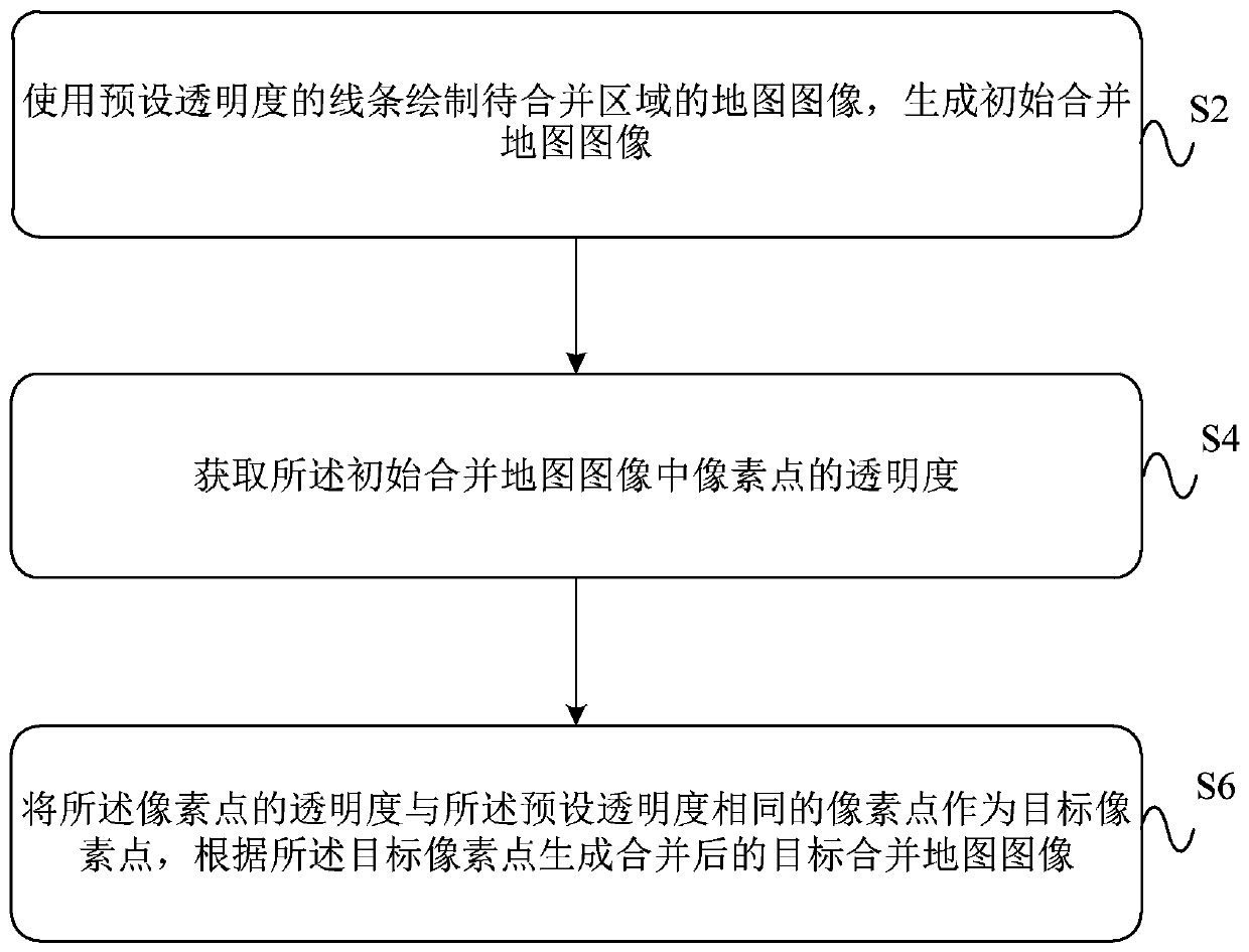 Data processing method and device for merging map regions