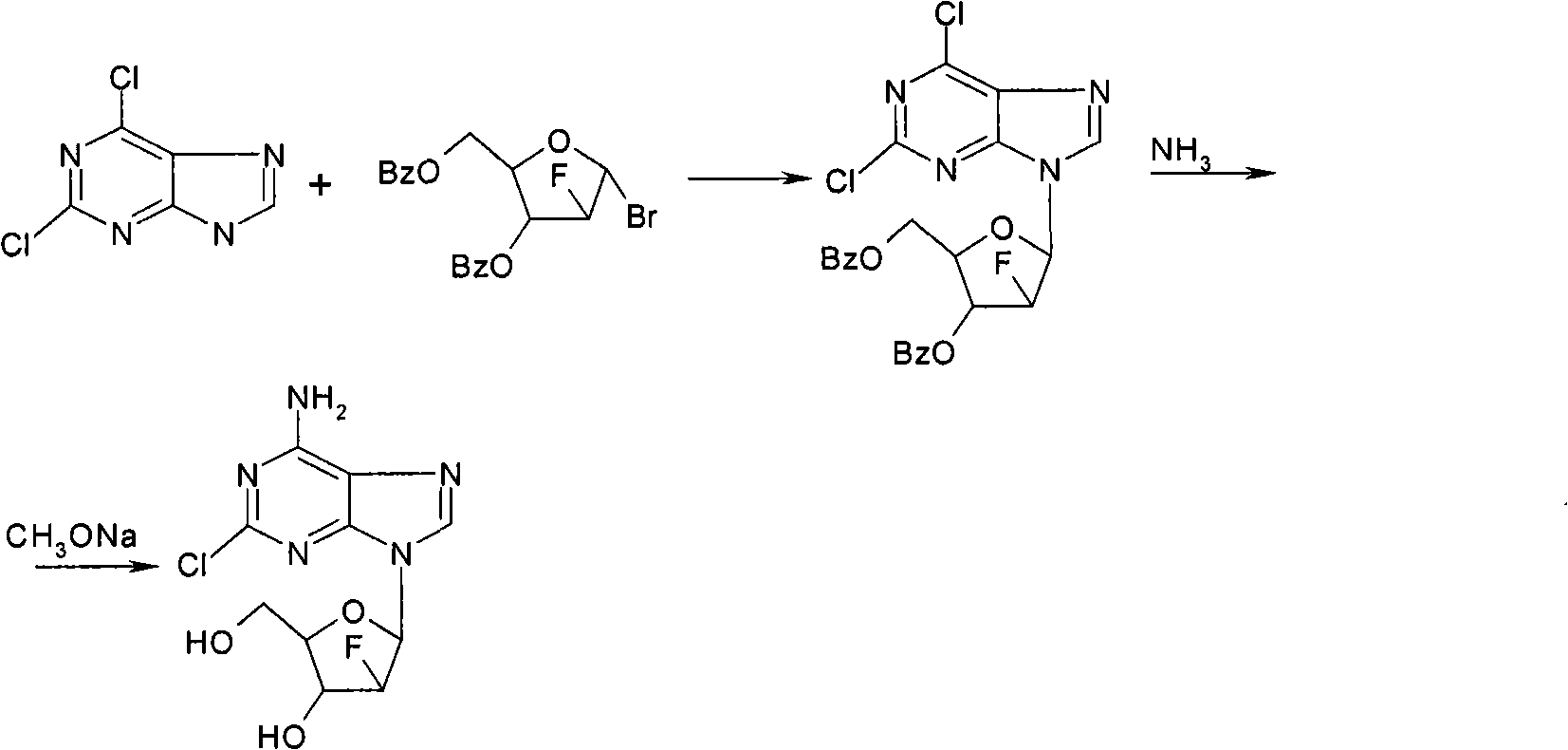 Synthesizing process of antineoplastic agent clofarabine