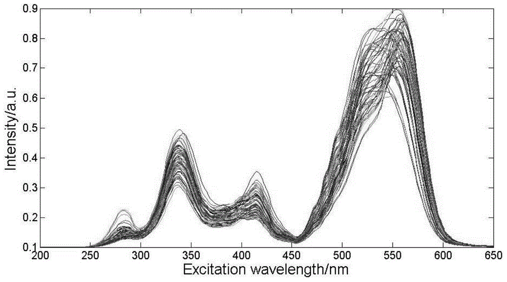 Method for simultaneously measuring hybrid pigment by synchronous fluorescence spectroscopy with RBF (Radial Basis Function) neural network