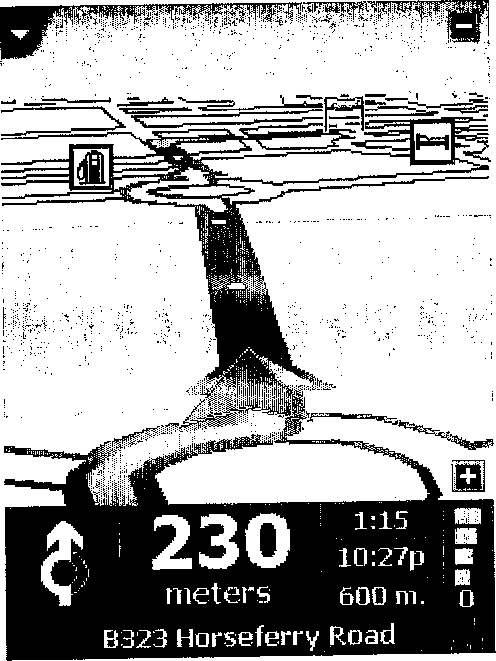 Navigation device and method for displaying analogue navigation data