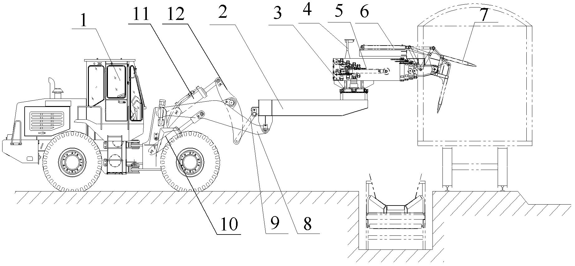 Multi-functional wheel-type telescopic arm unloading machine