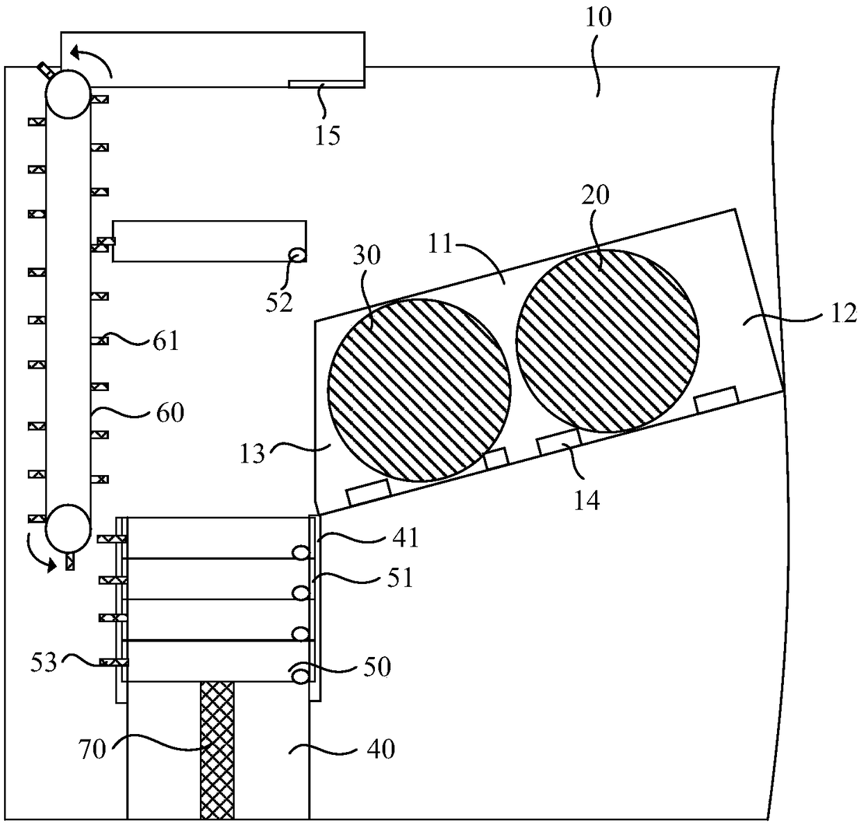 A top discharge internal mixer for tablecloth production