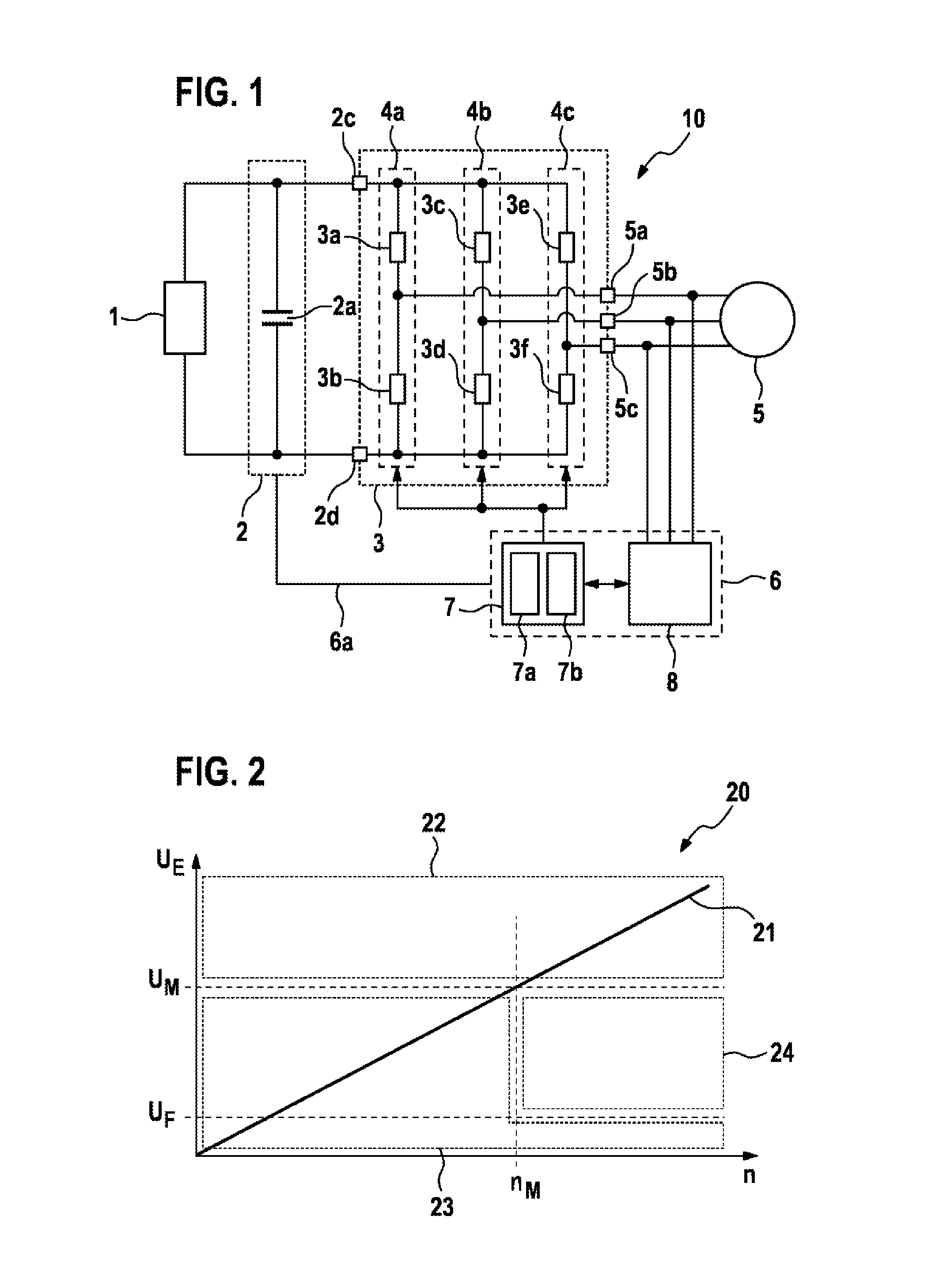 Operating state circuit for an inverter and method for setting operating states of an inverter