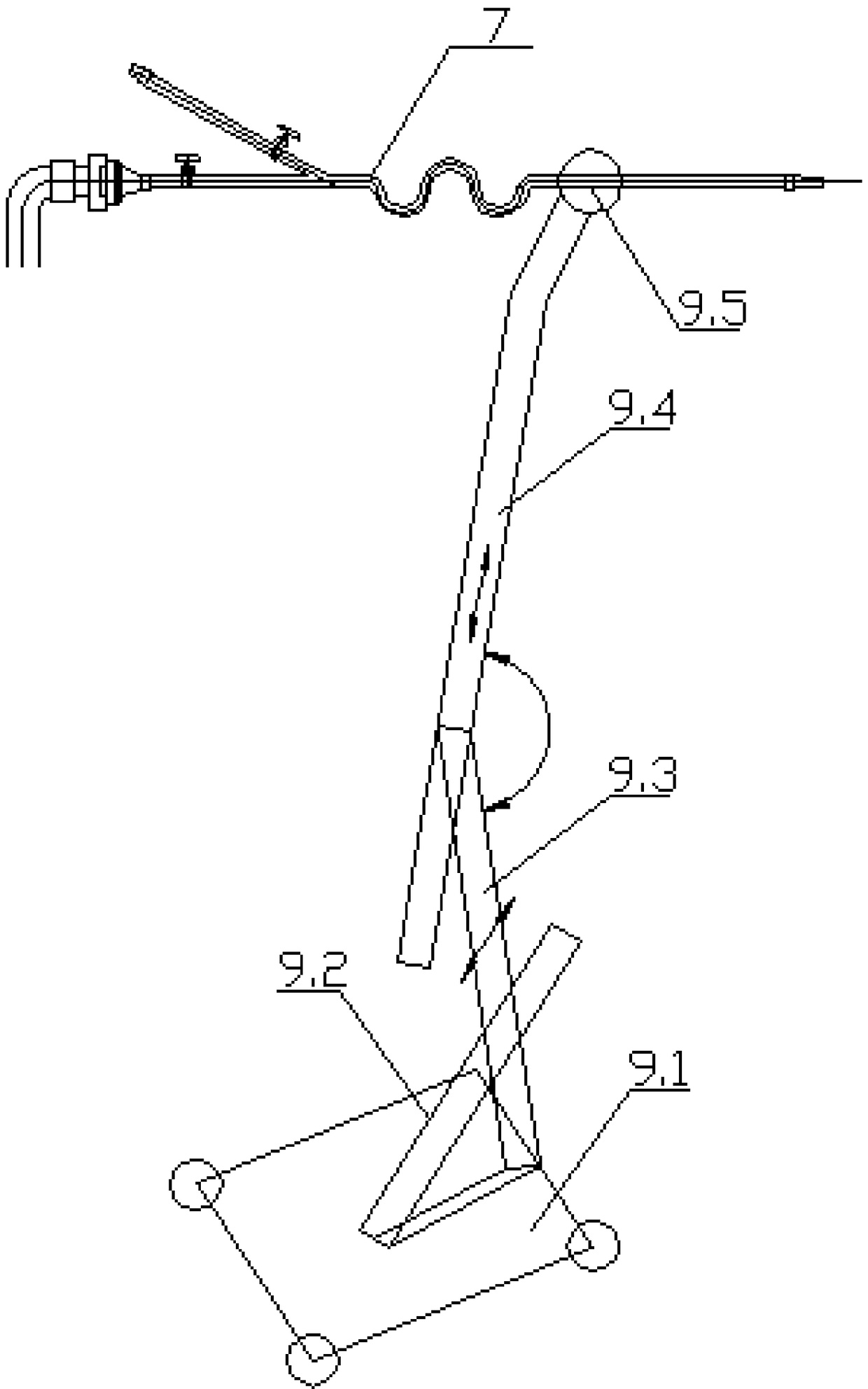 Cleaning system and method for cement production line kiln tail smoke chamber discharging slope crust