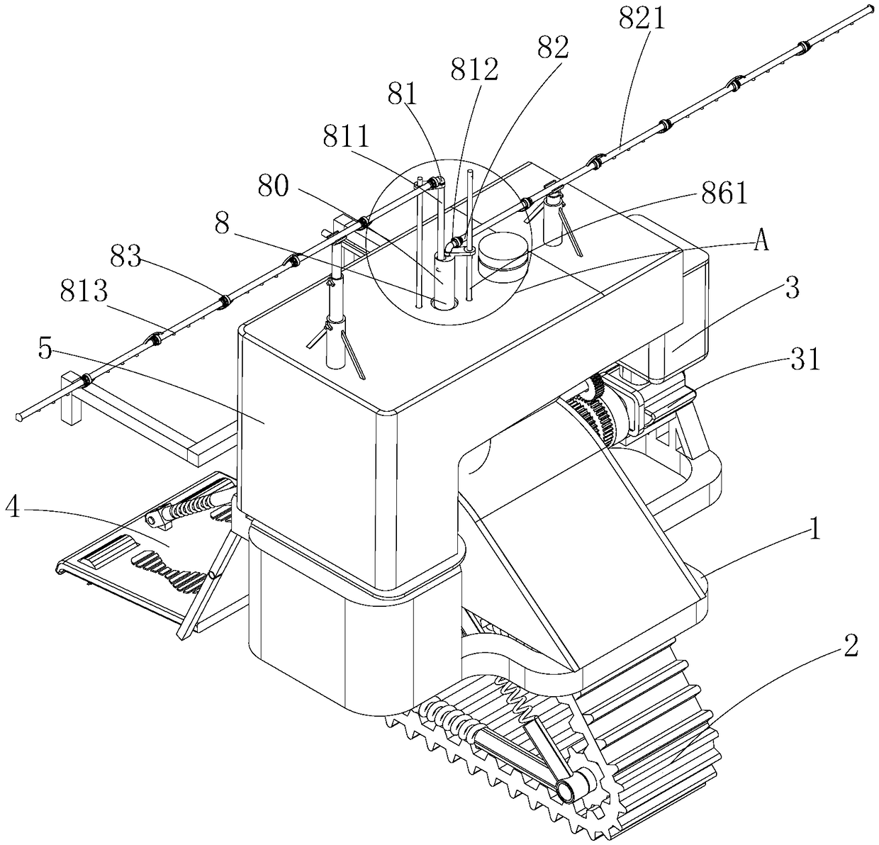 Small equipment for spraying pesticide in trapezoidal tea garden