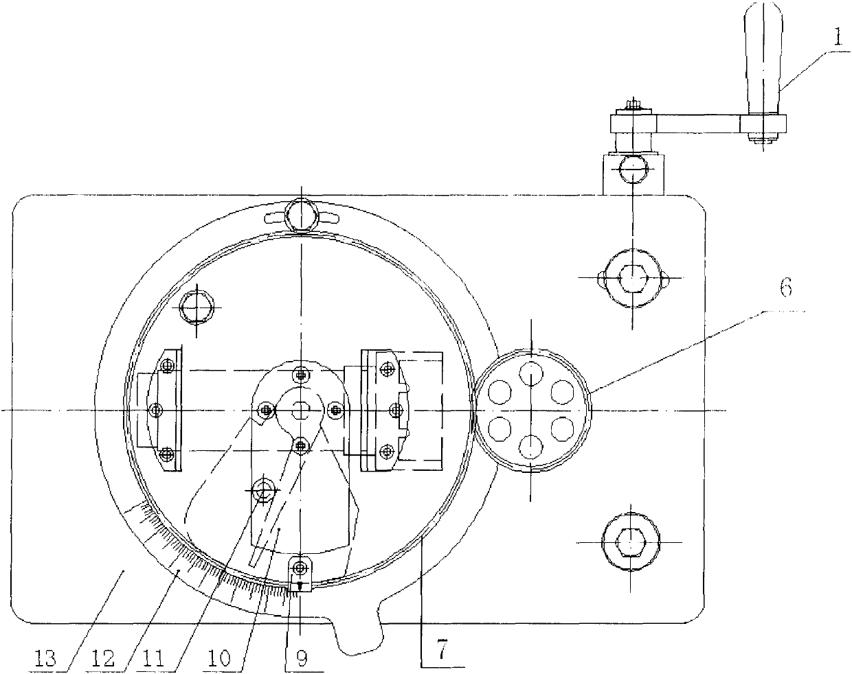 An aircraft seat parachute shooting mechanism locking machine assembly rotation angle measuring tool