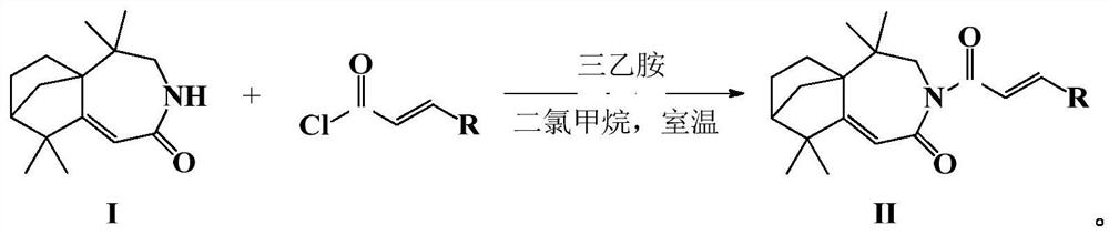 Isolongifolenone caprolactam derivative as well as preparation method and application thereof