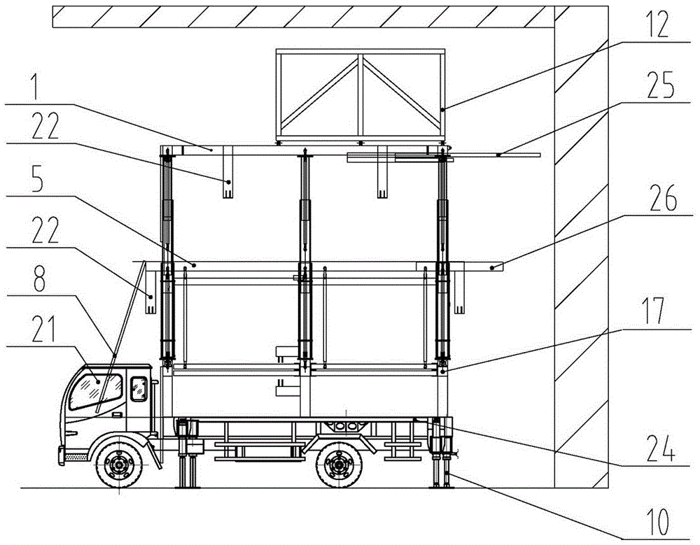 Tunnel vehicle-mounted folding type multifunctional work rack