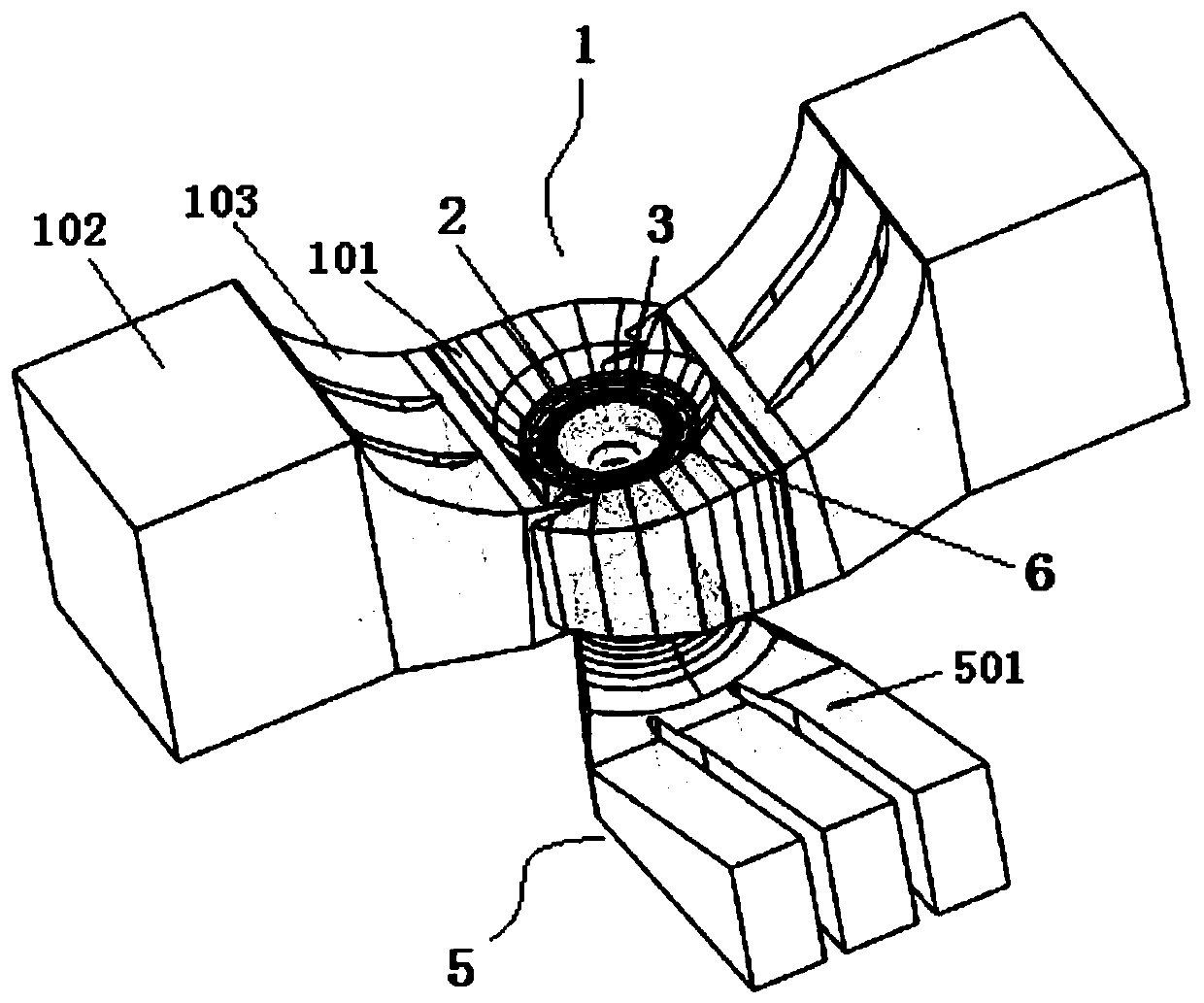 Low-water-head large-flow axial flow water turbine with double-inlet volute