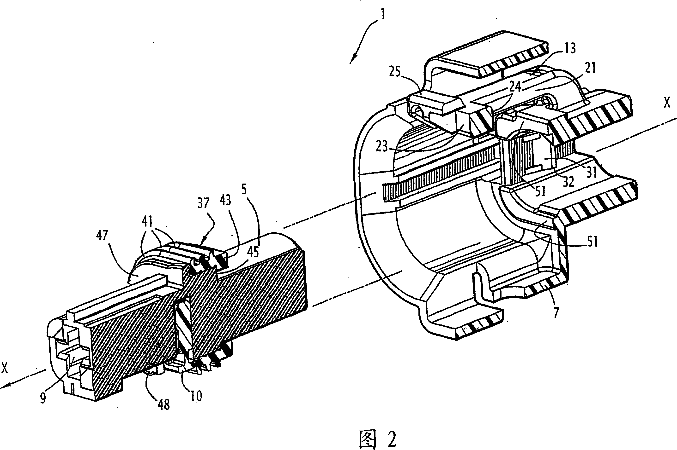 Electrical connector for attenuating vibrations, in particular for the injector of a motor vehicle engine