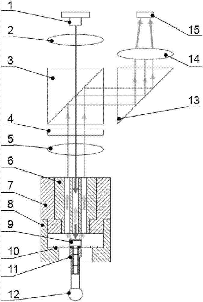 Optical triggering measuring head and measurement method