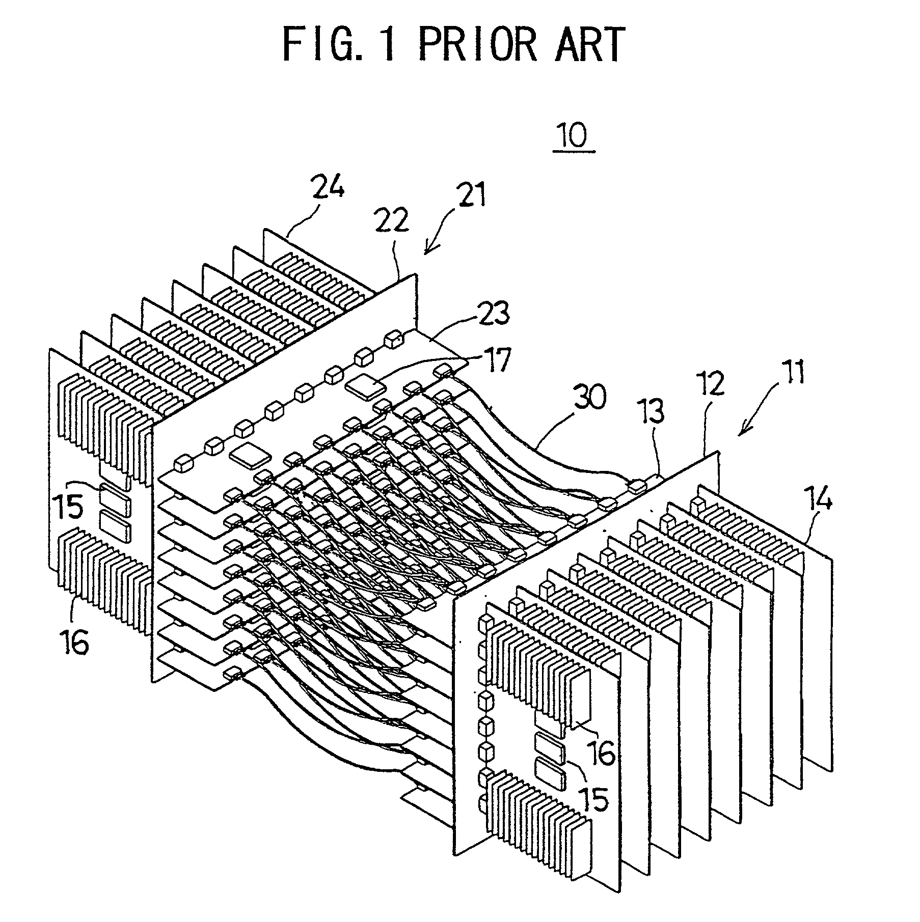 Information-processing device having a crossbar-board connected to back panels on different sides