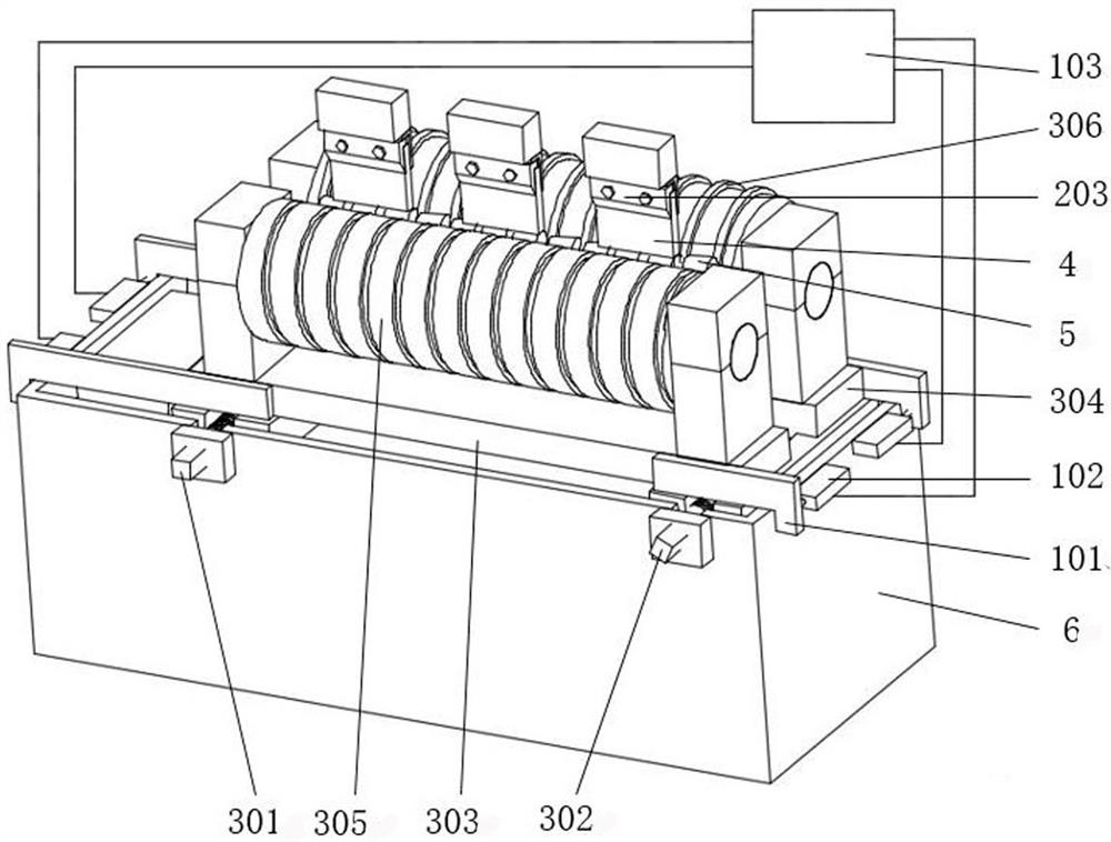 Centerless through type superfinishing machine guide roller adjusting device and method