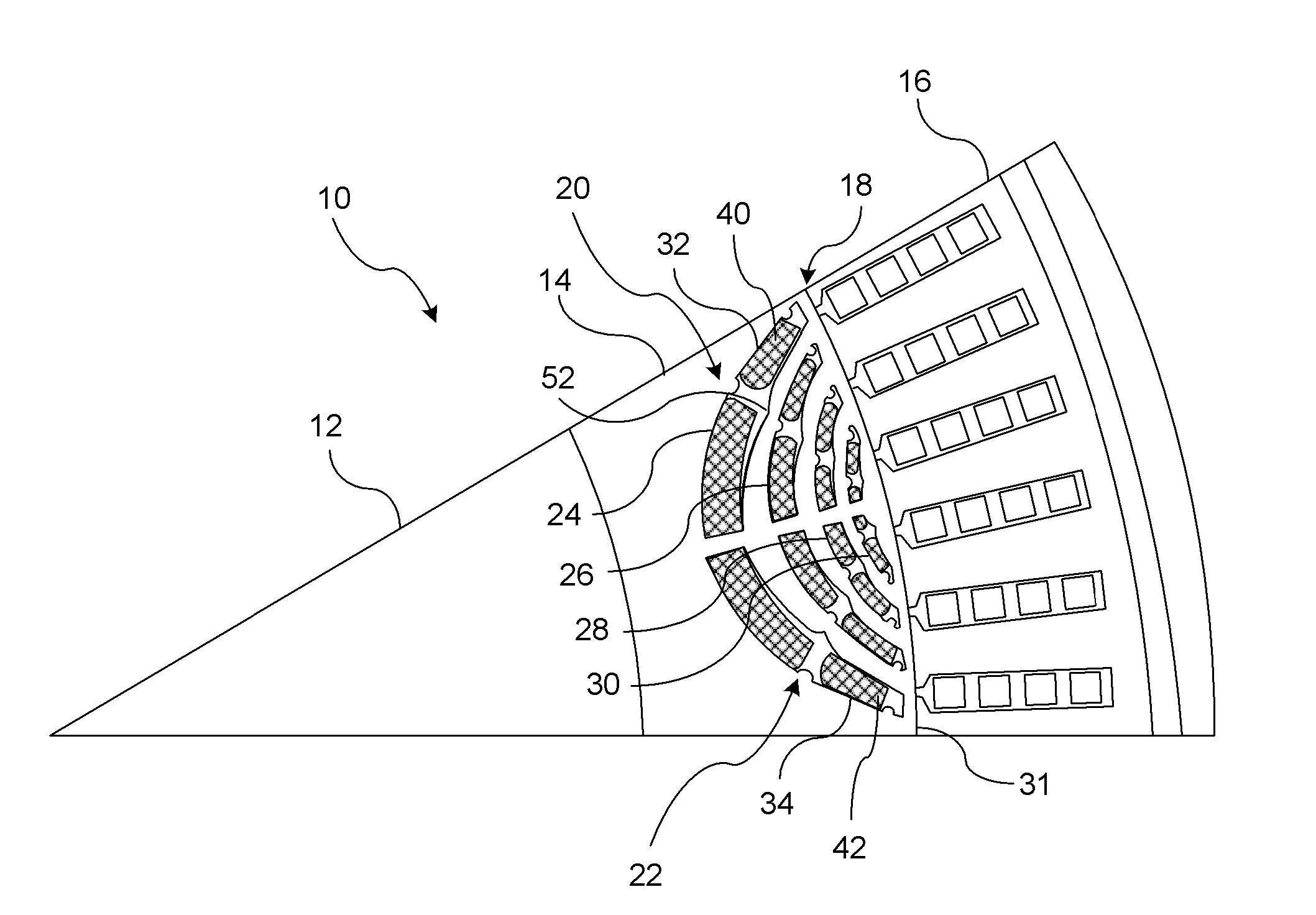 Magnetic barrier for minimizing demagnetization in bi-permanent magnet synchronous machines