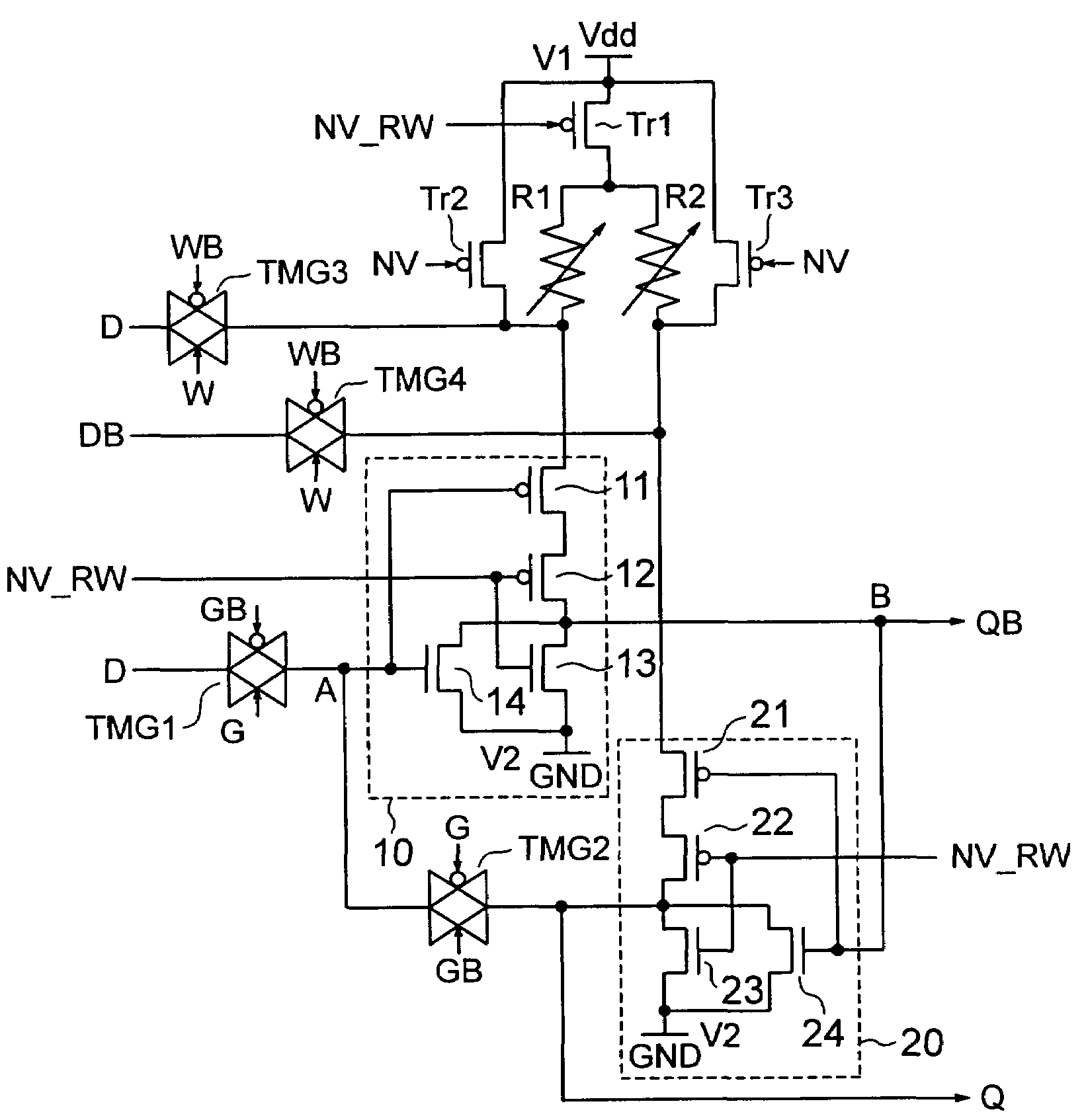 Nonvolatile latch circuit and nonvolatile flip-flop circuit