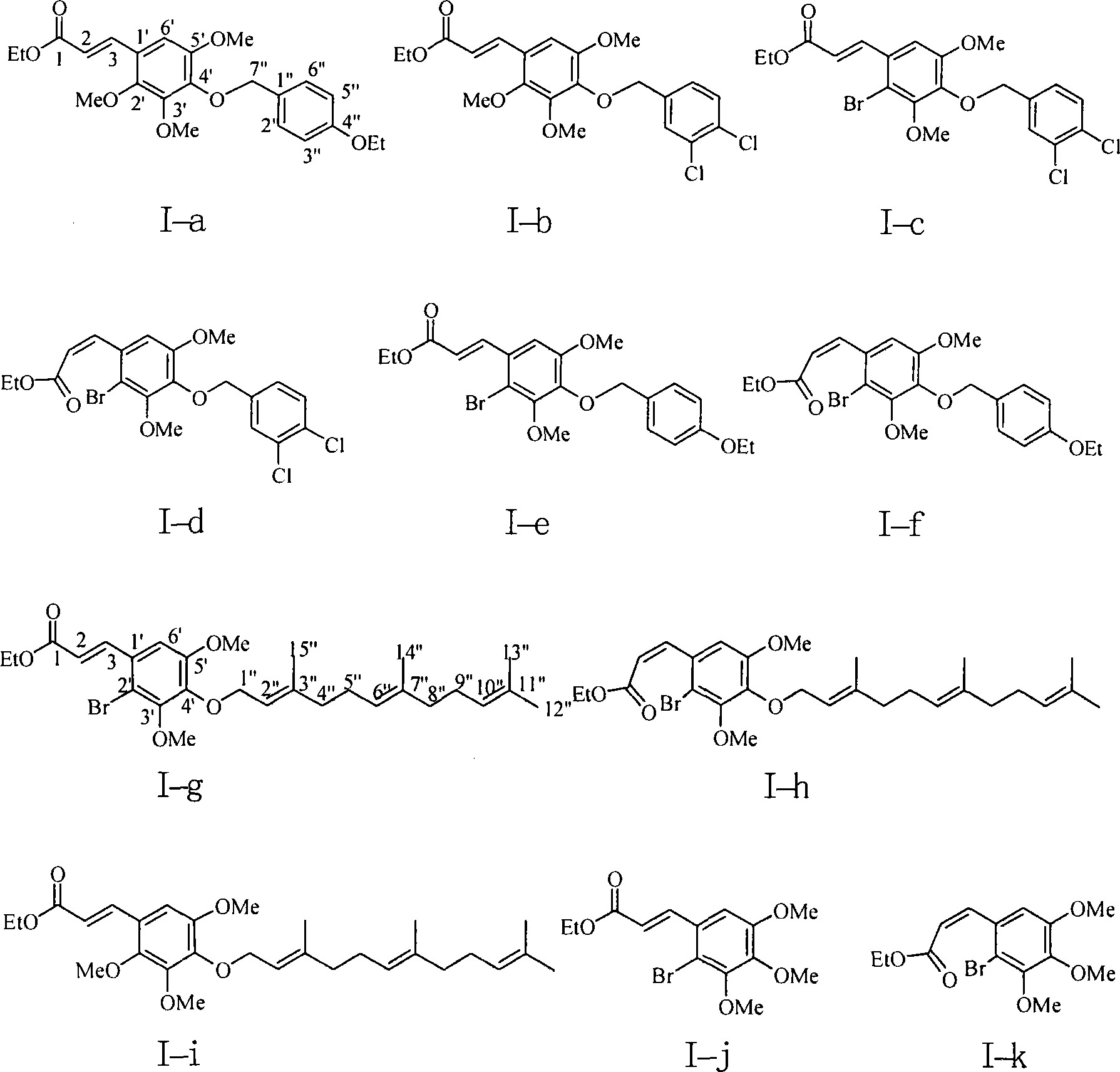 2,3,4,5-tetrasubstituted derivatives of benzyl ethylene class, preparation method and application