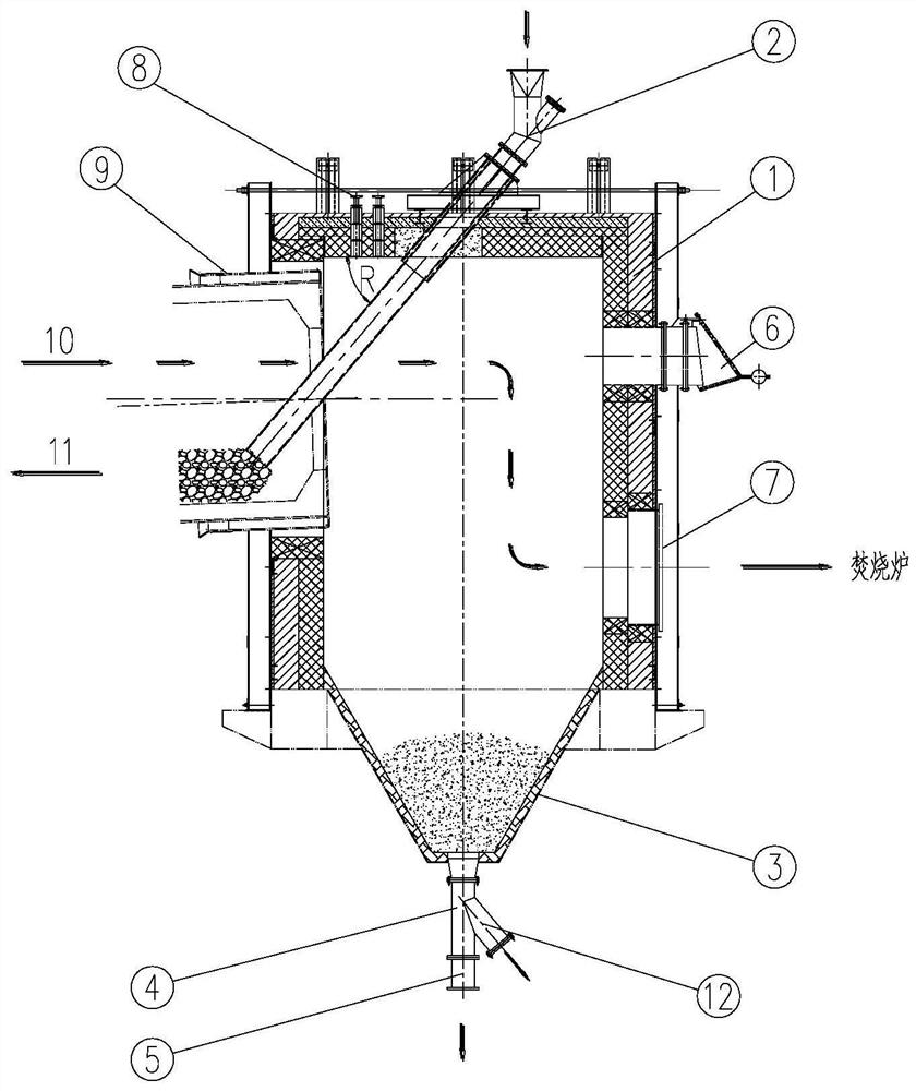 Feeding chamber for rotary kiln for calcining needle coke