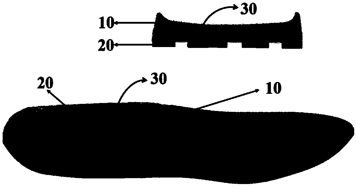 Elastic shoe sole with shock absorption effect and preparation method and application thereof