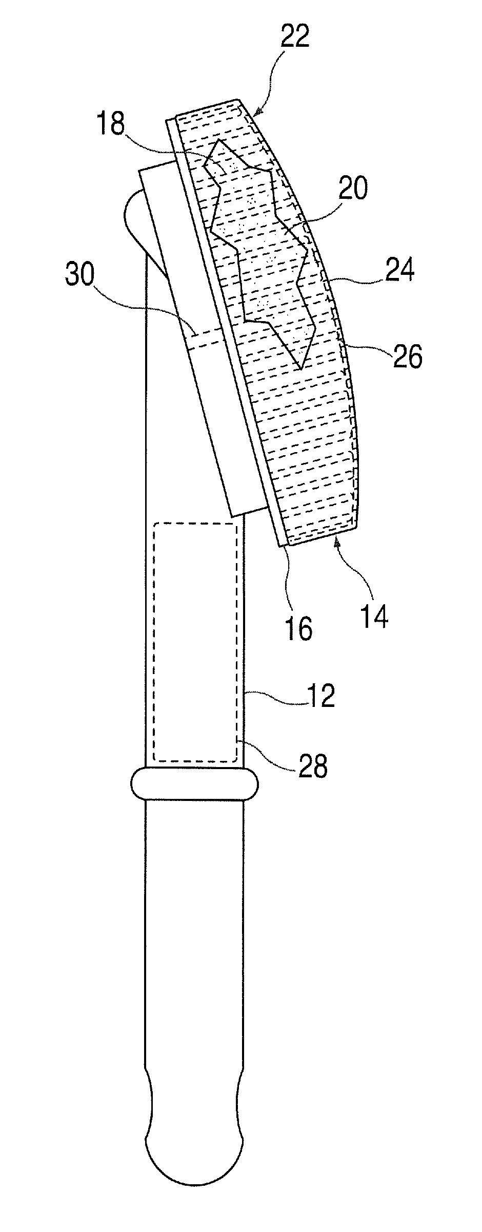 Self-cleaning brush with a flexible matrix