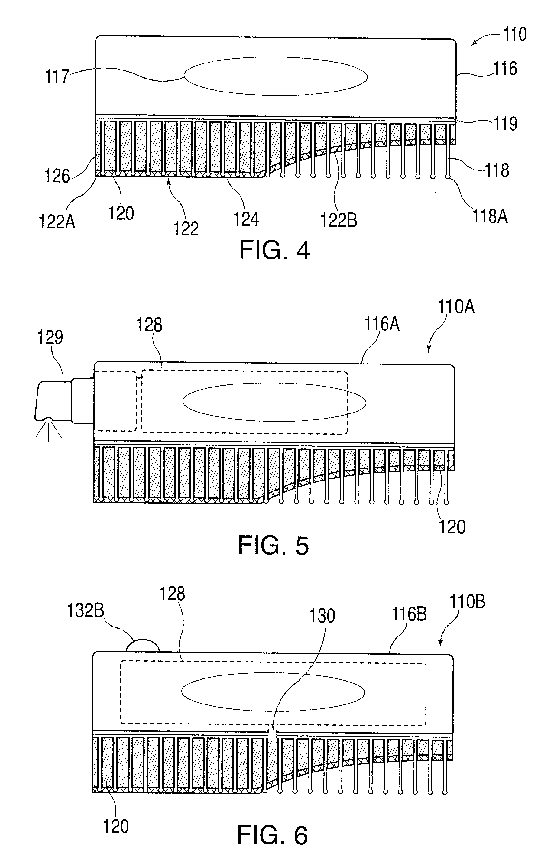 Self-cleaning brush with a flexible matrix