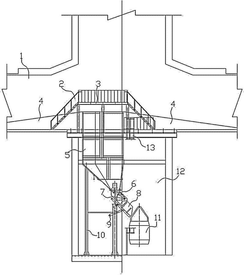 Storage and transportation system of temporary coal bunker at the bottom of vertical shaft