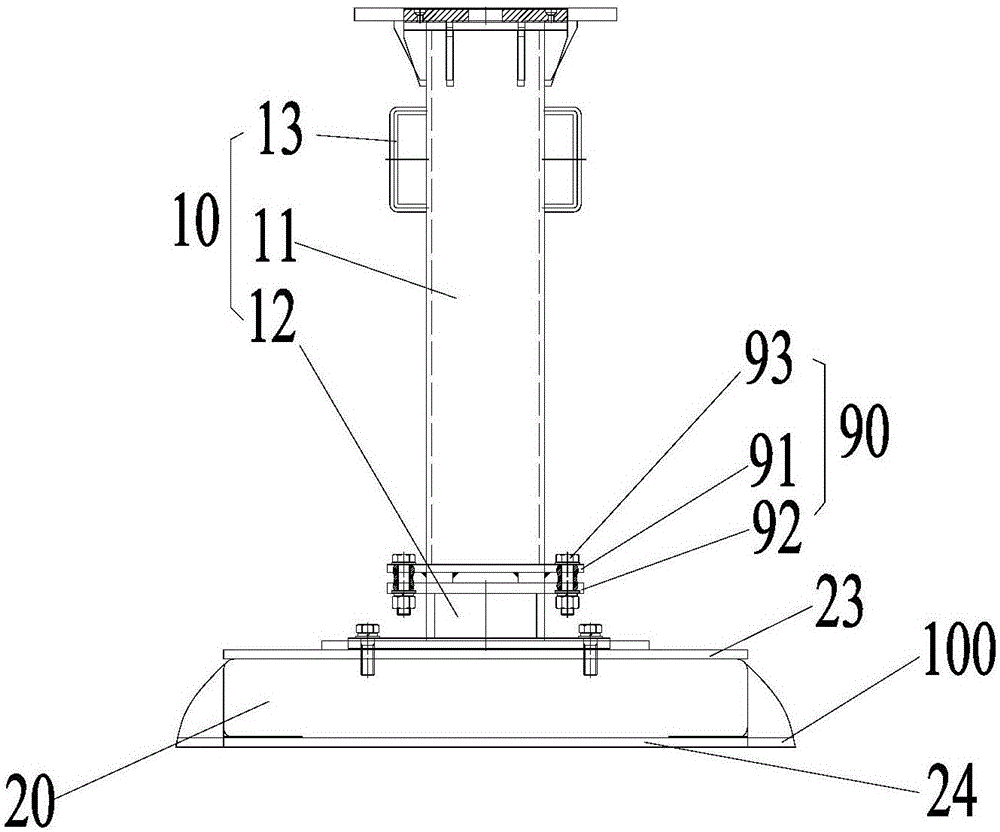 Auxiliary transporting device and transport vehicle provided with same