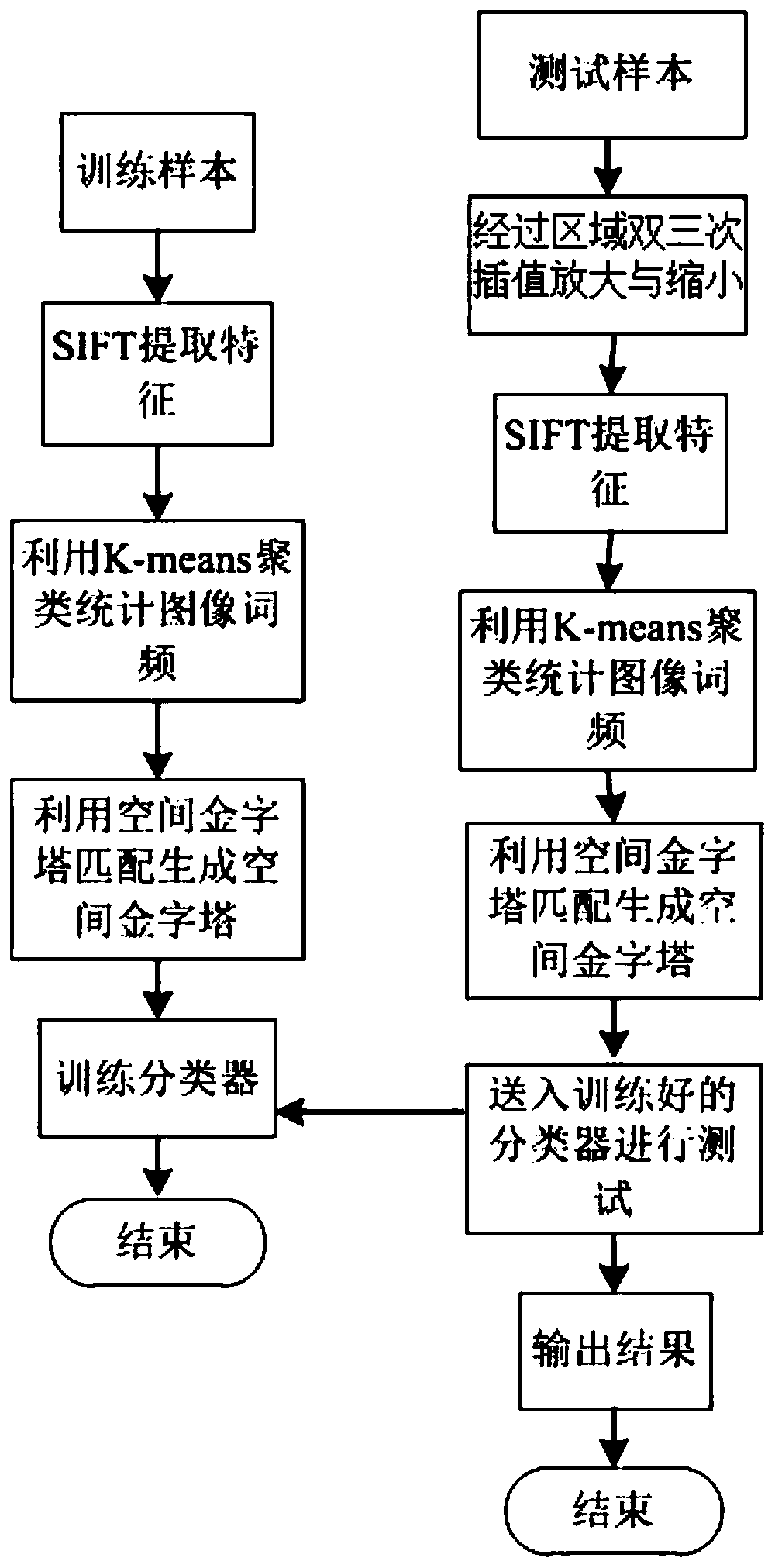 Image classification and identification method based on regional bicubic interpolation technology