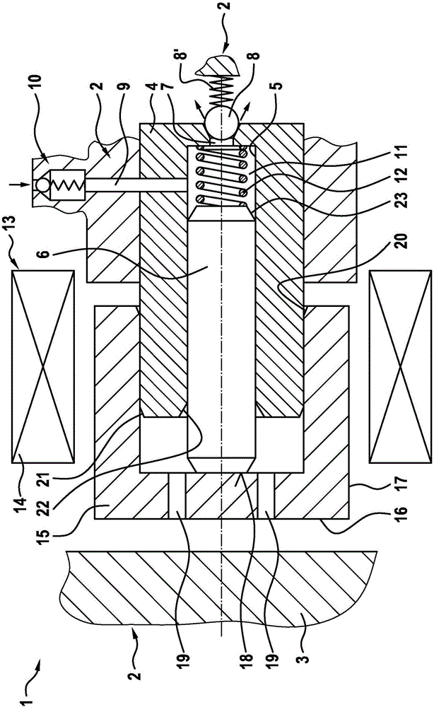 Device for injecting medium, and exhaust gas after-treatment installation