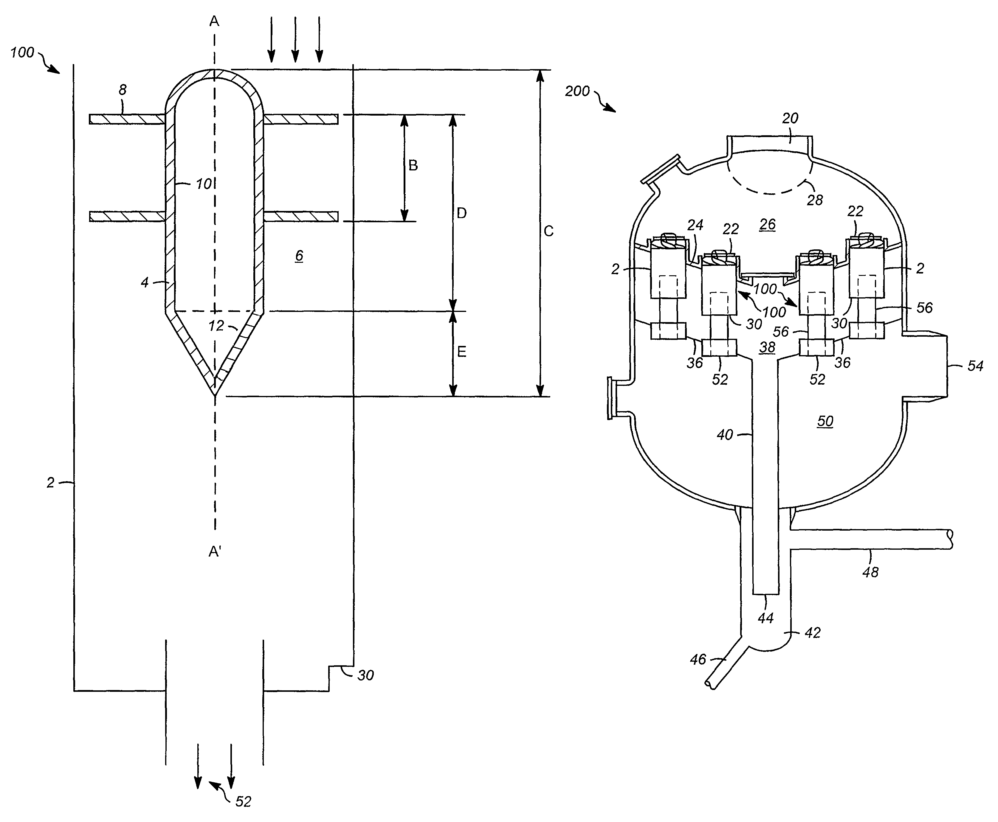 Apparatuses and methods for gas-solid separations using cyclones