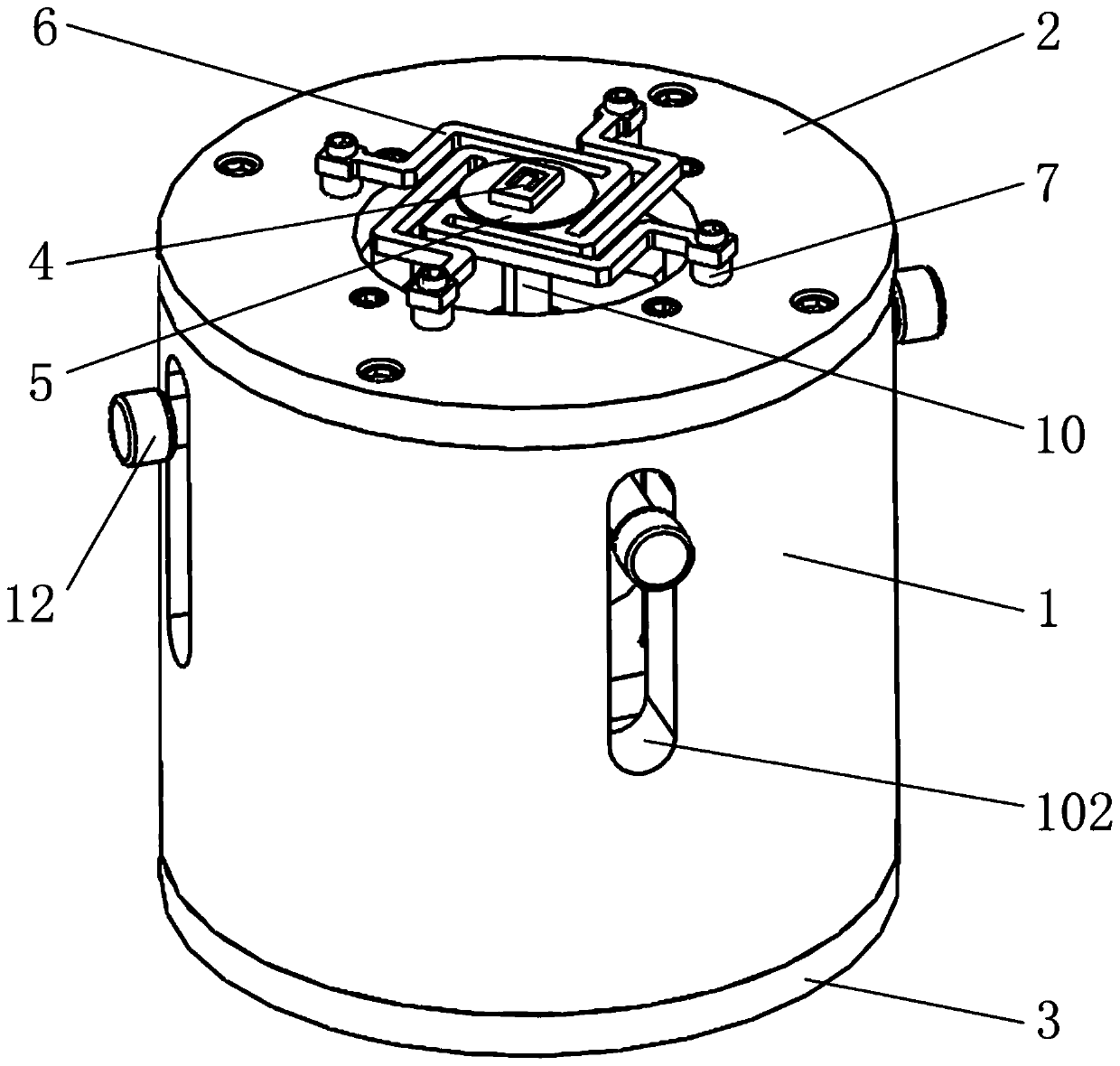 Four-axis base excitation device for testing the dynamic characteristics of mems microstructures