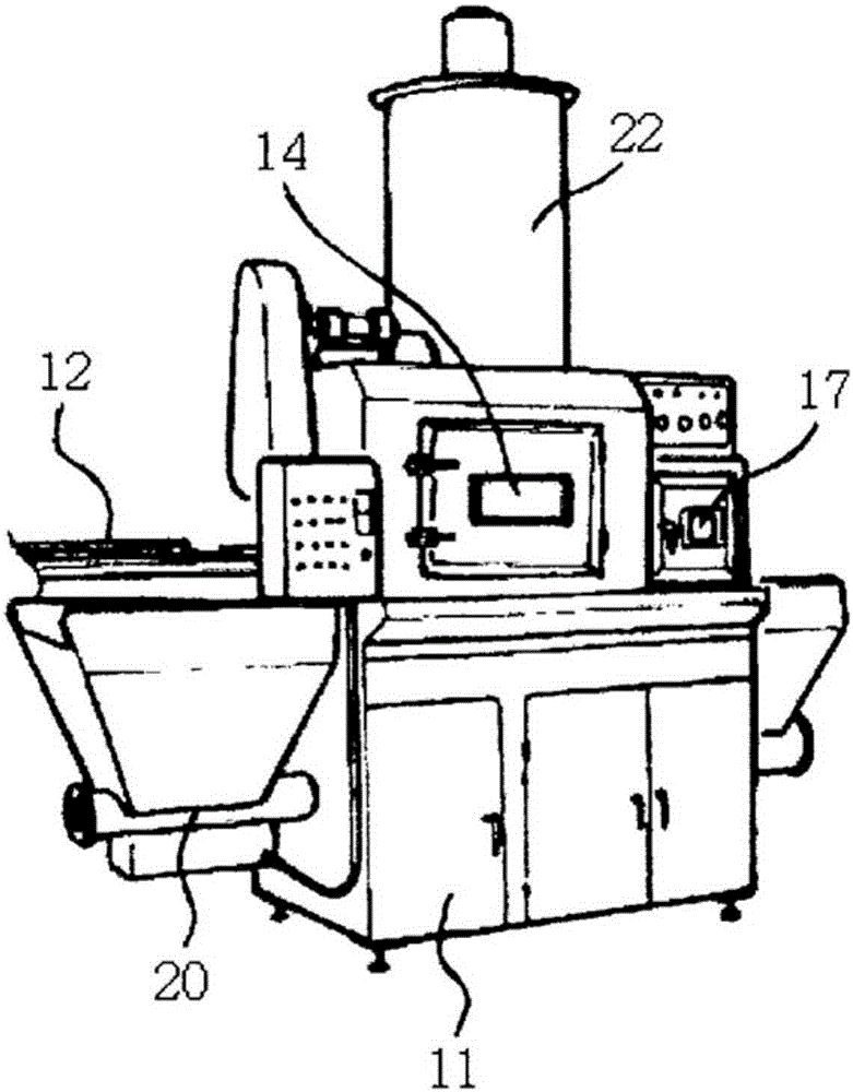 A toughened glass cutting device adopting an abrasive blasting mode