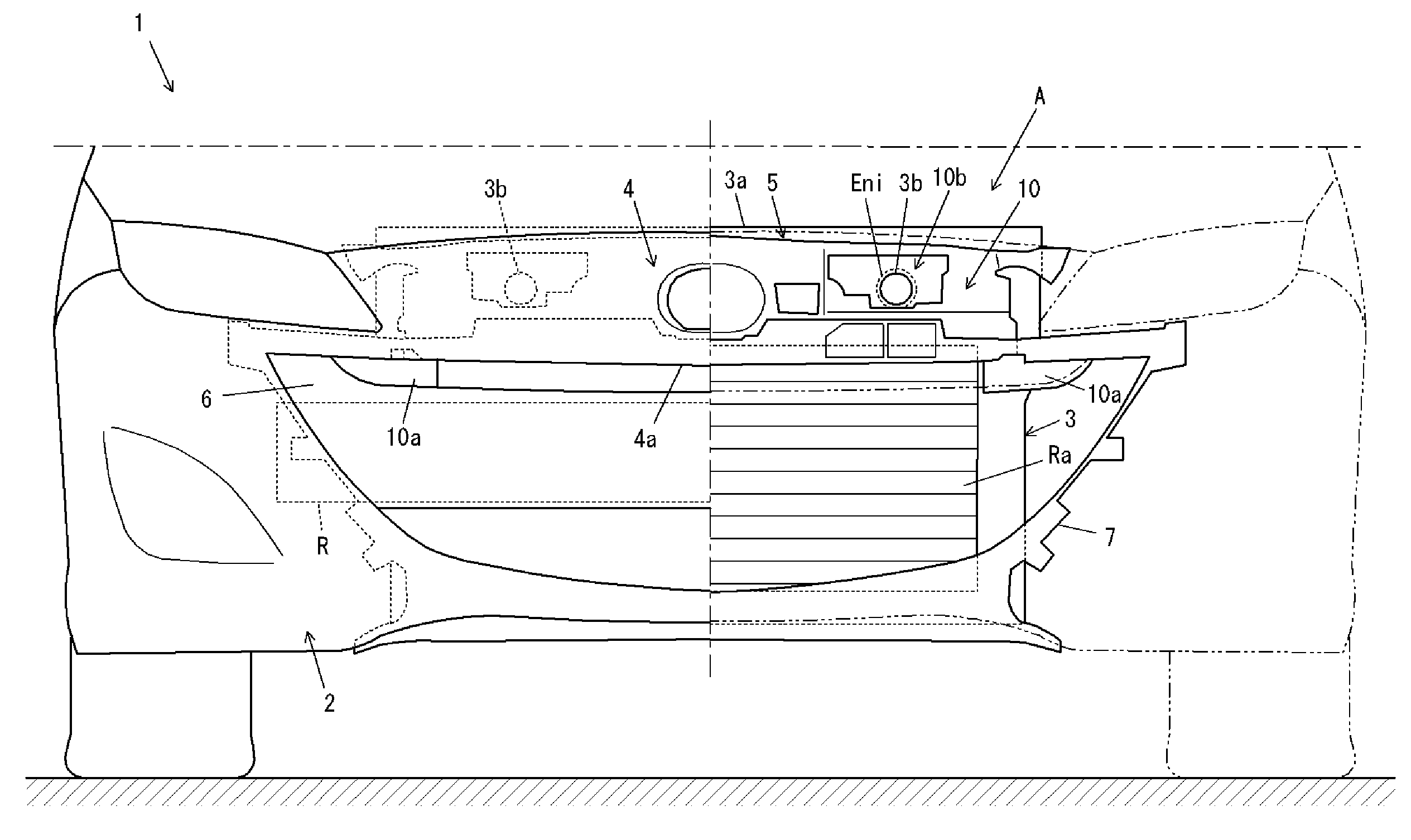 Engine intake passage structure of front vehicle body