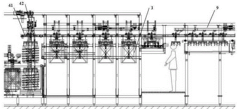 Vertical continuous electroplating hole filling line