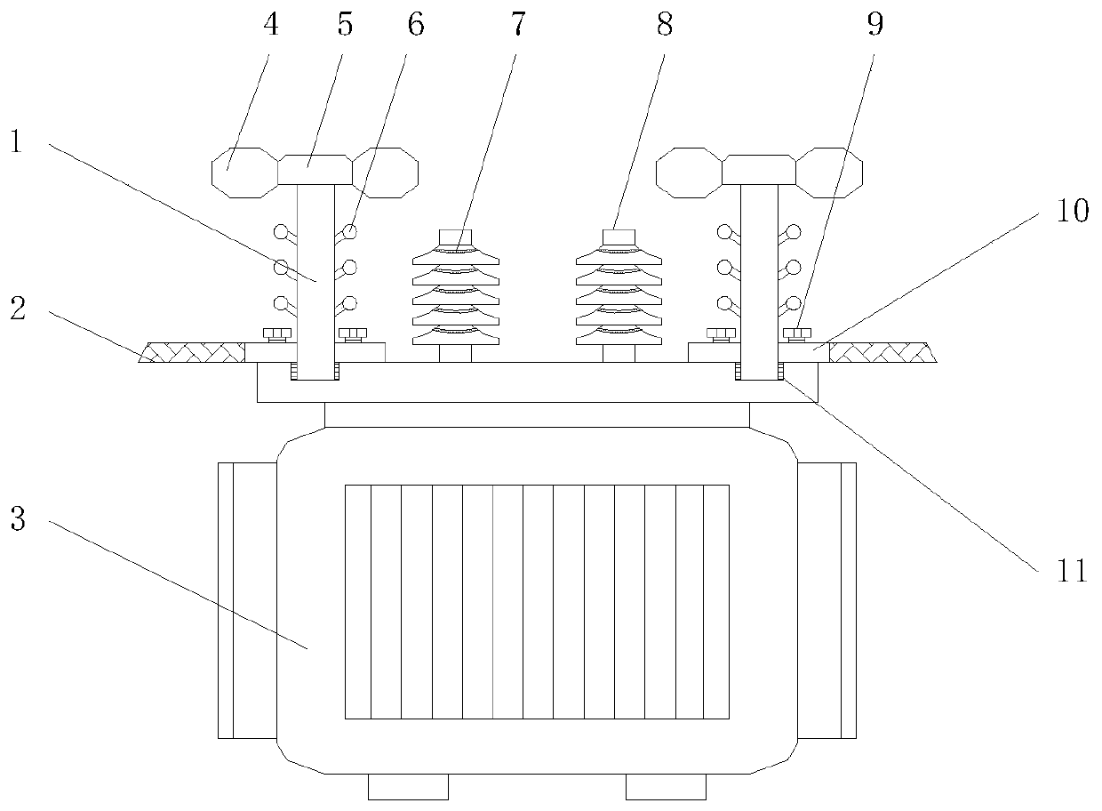 A transformer line fixing device for weak current engineering