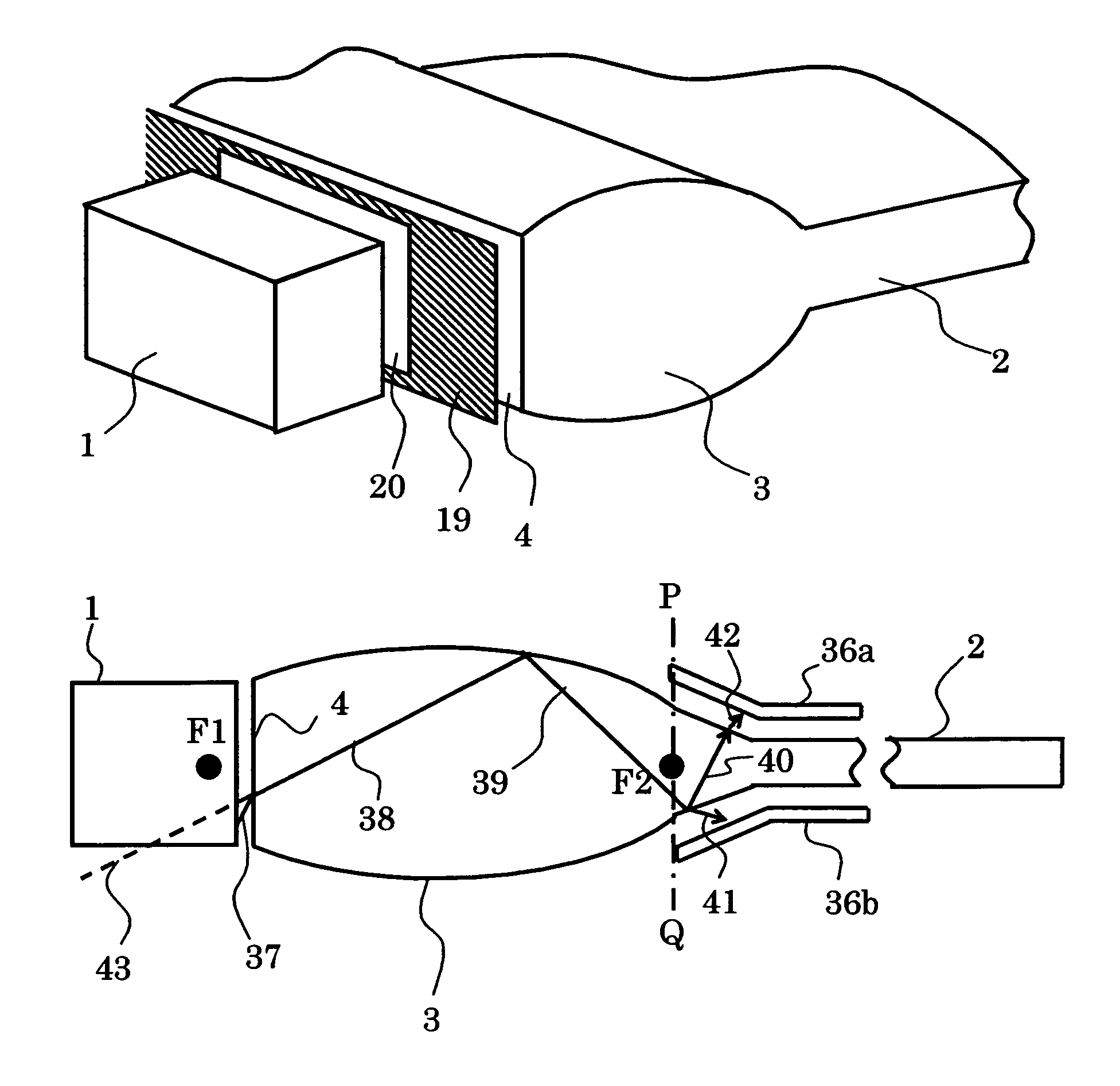 Illumination device having elliptical body and display device using the same