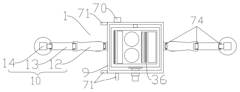 Hanging type rotating arm advancing building curtain wall cleaning, grinding and polishing device